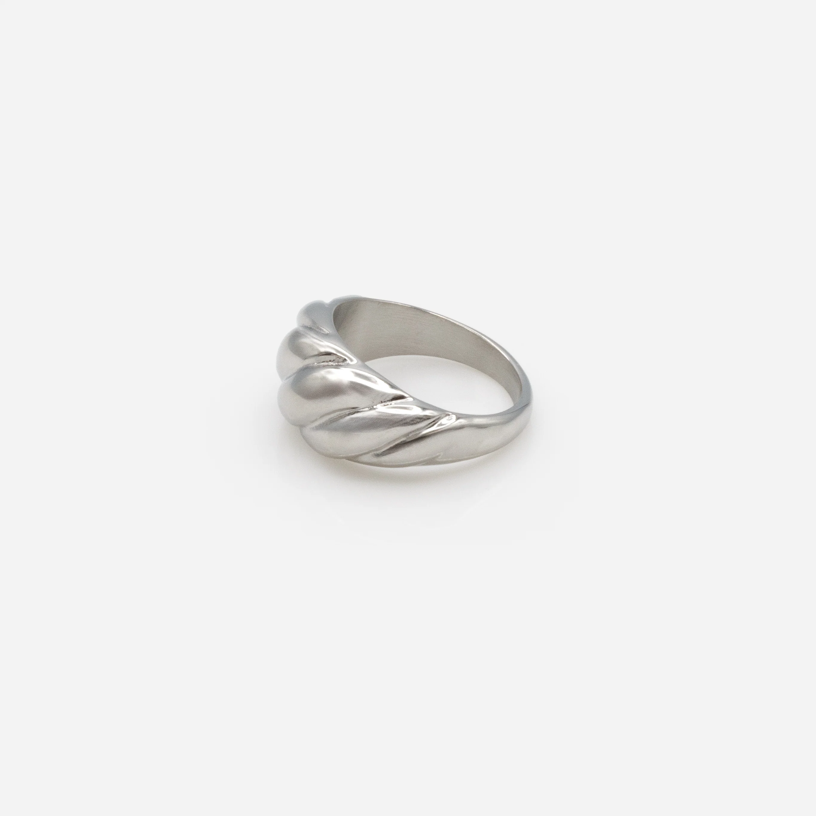 Bague croissant argenté en acier inoxydable - Image 2