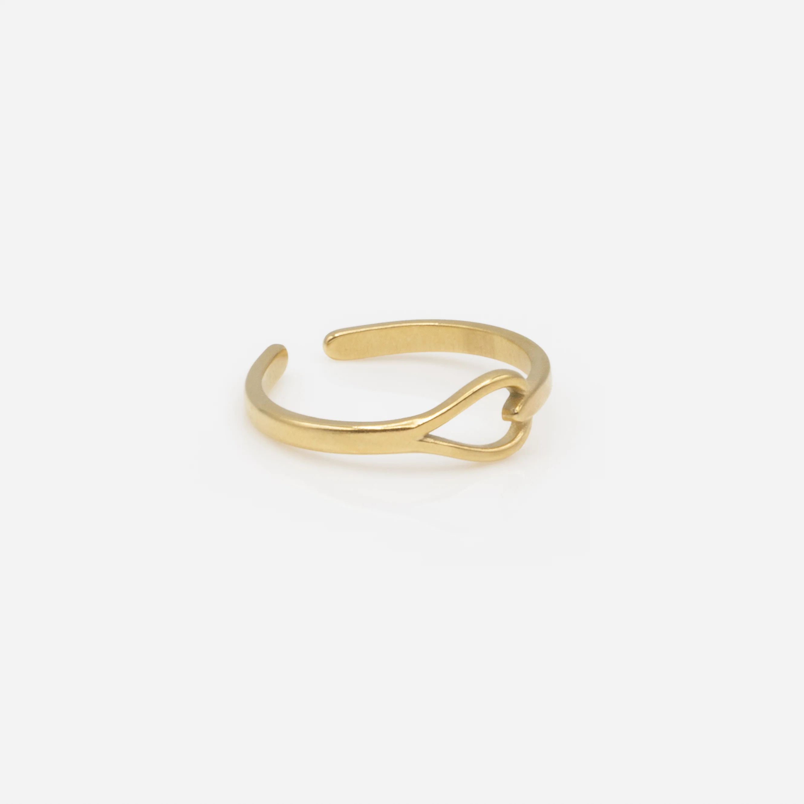 Bague ouverte dorée design abstrait en acier inoxydable - Image 3