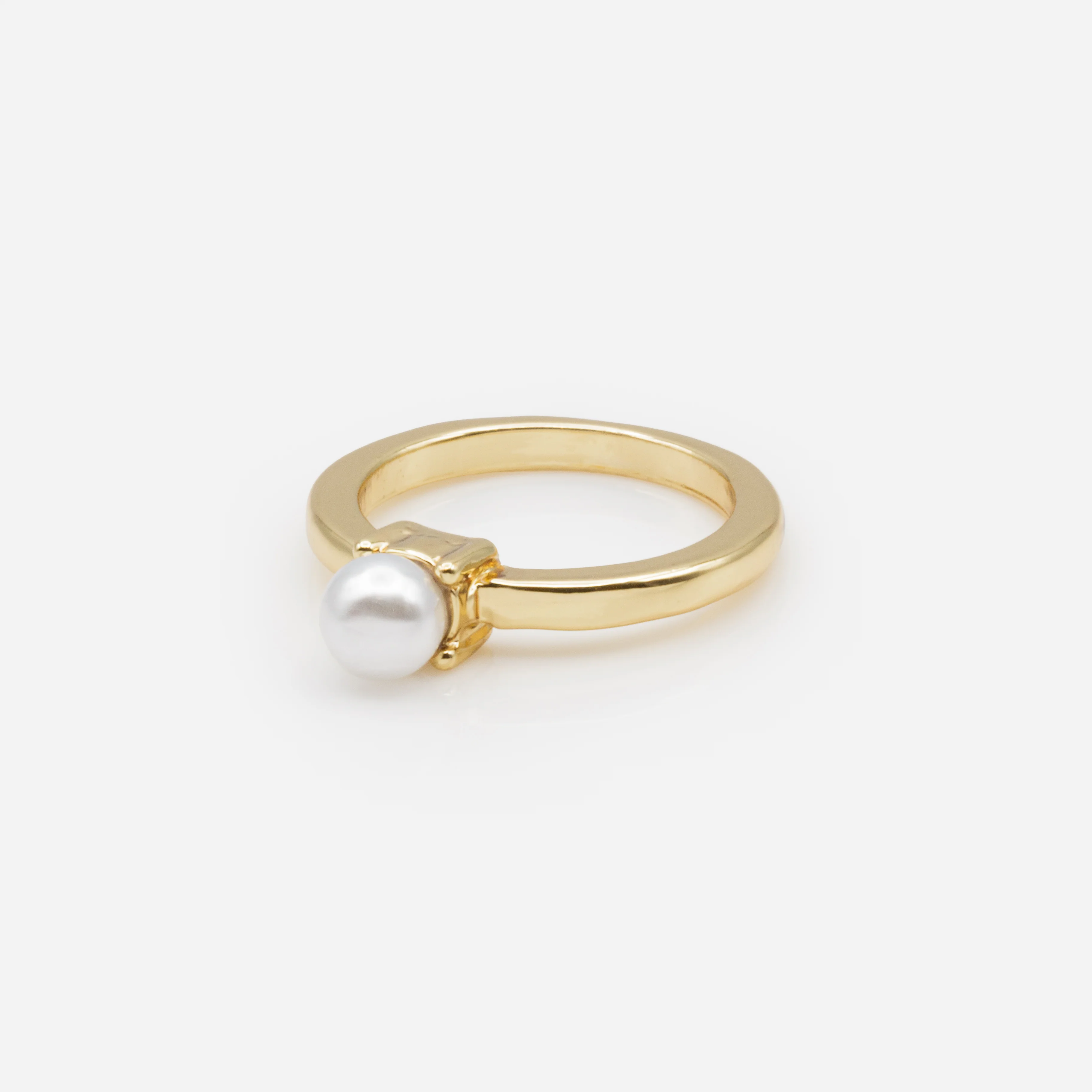 Bague dorée perle solitaire - Image 2