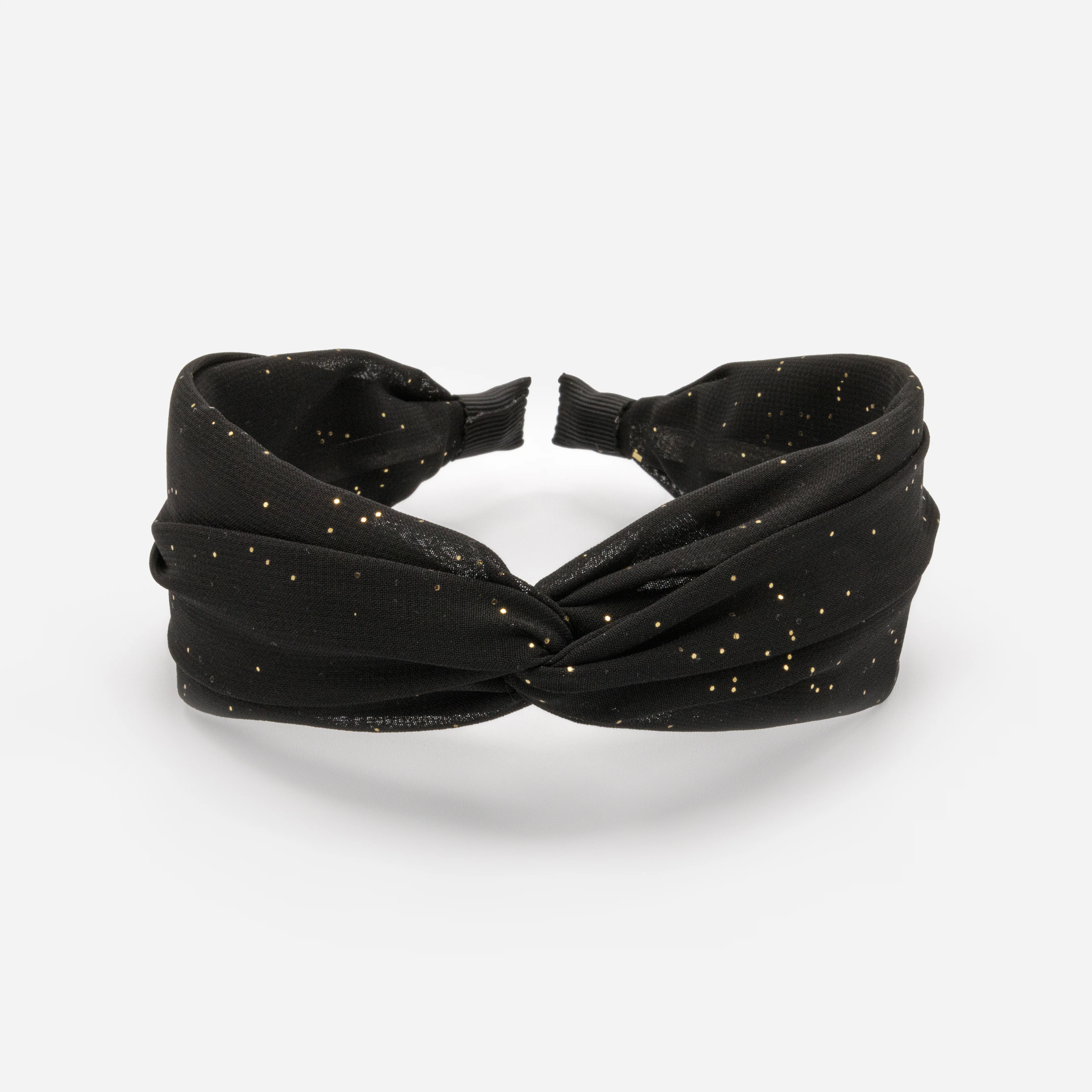 Bandeau noir avec boucle et confettis dorés