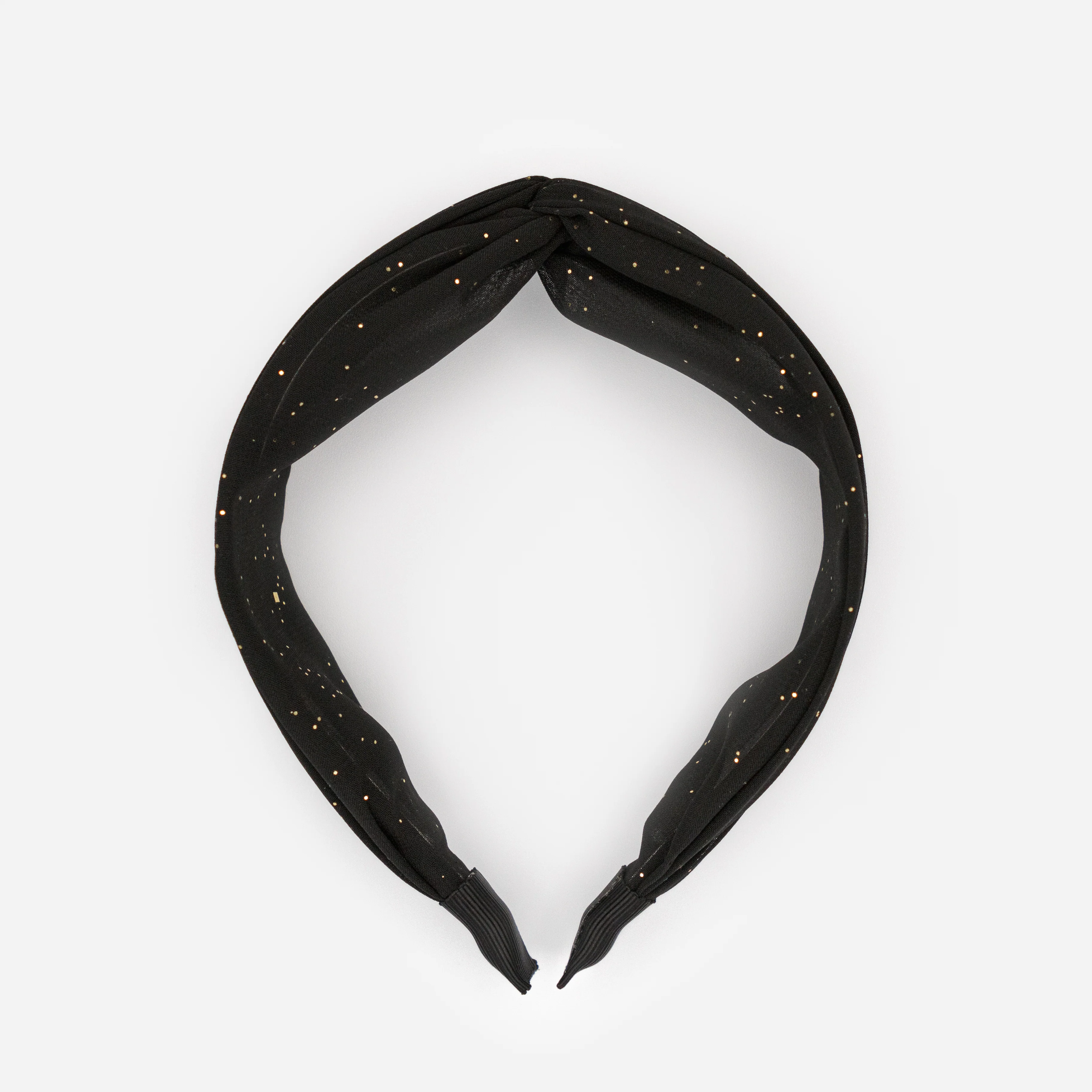 Bandeau noir avec boucle et confettis dorés - Image 2