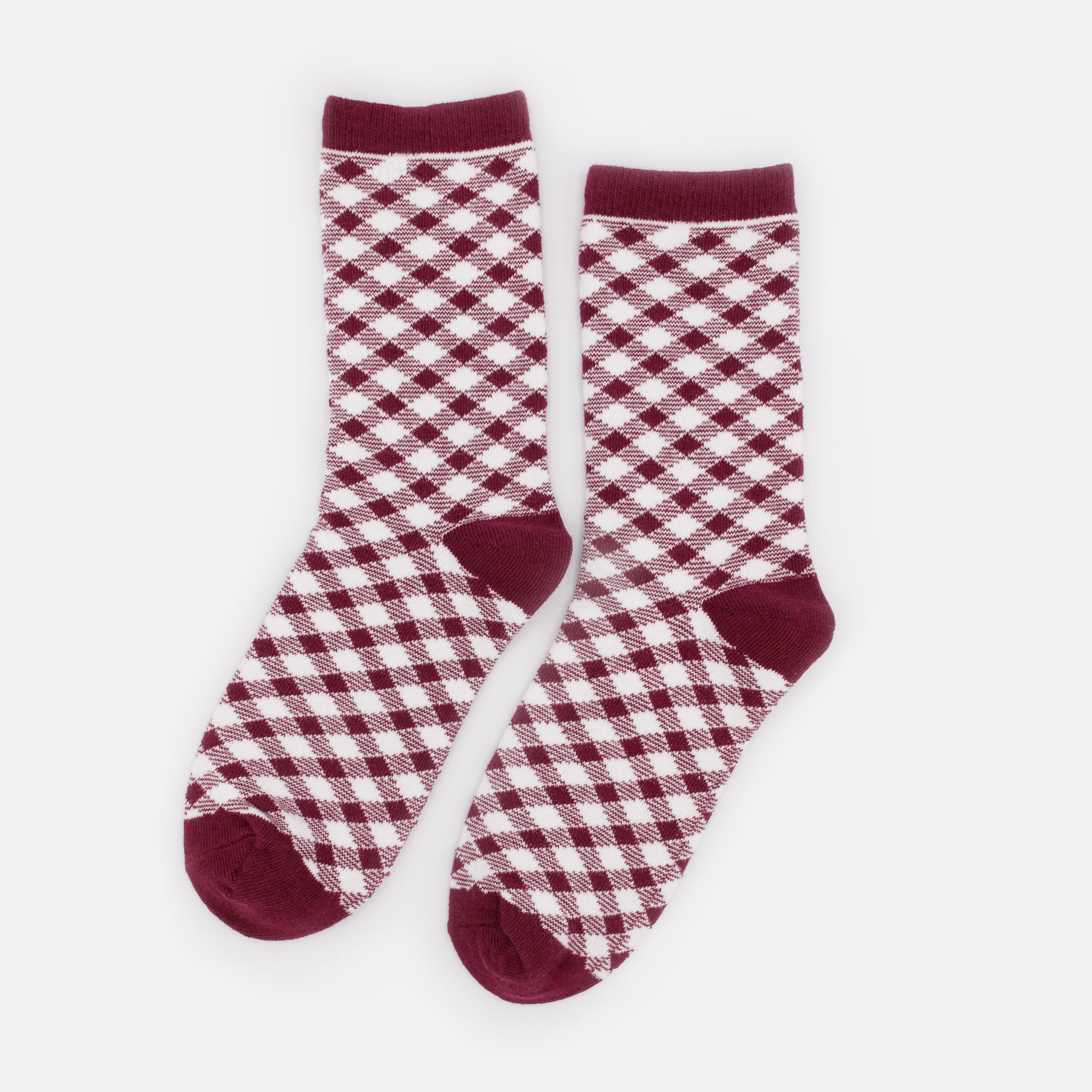 Bas Ă carreaux blancs & bourgogne
