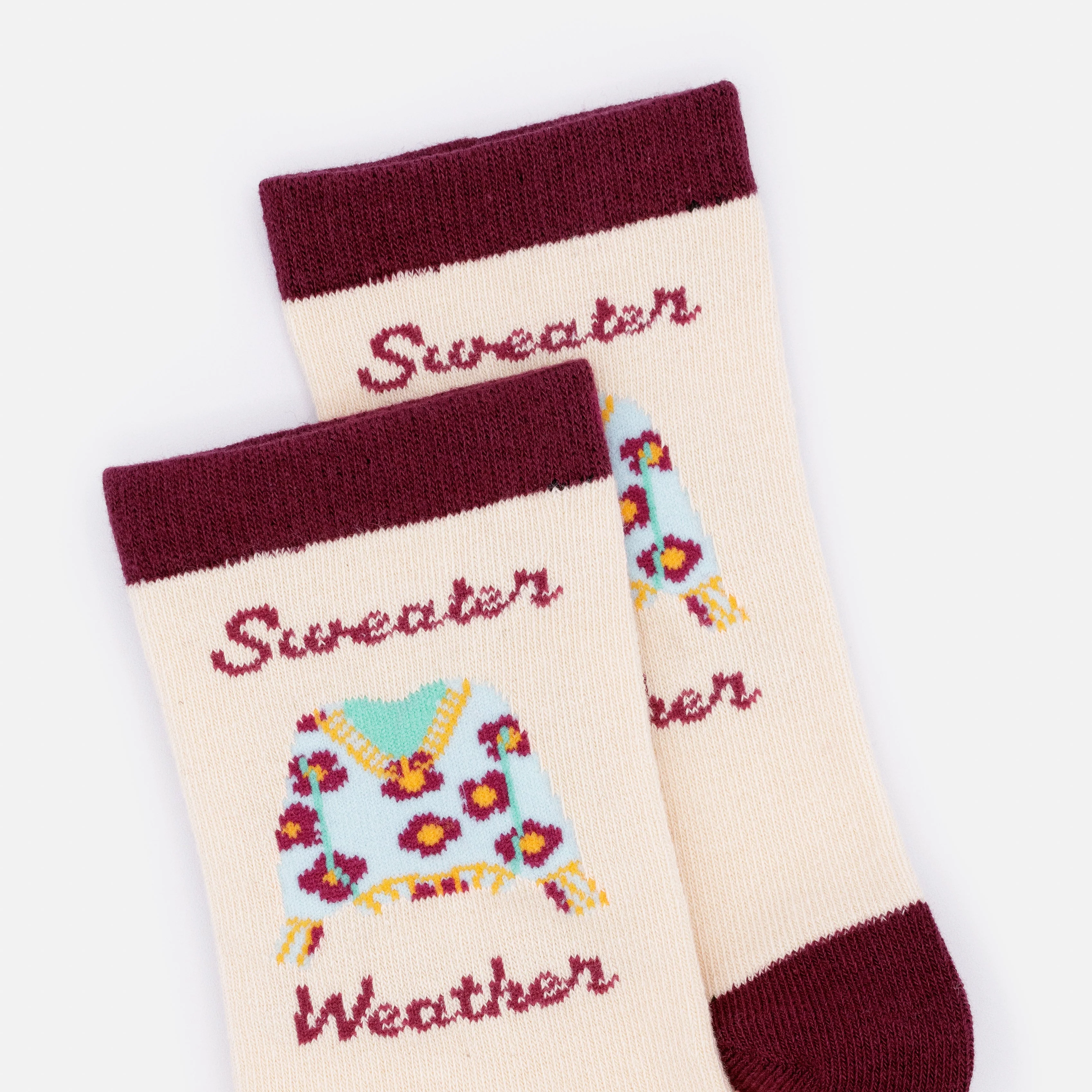 Bas beiges & bourgogne "Sweater Weather" - Image 2