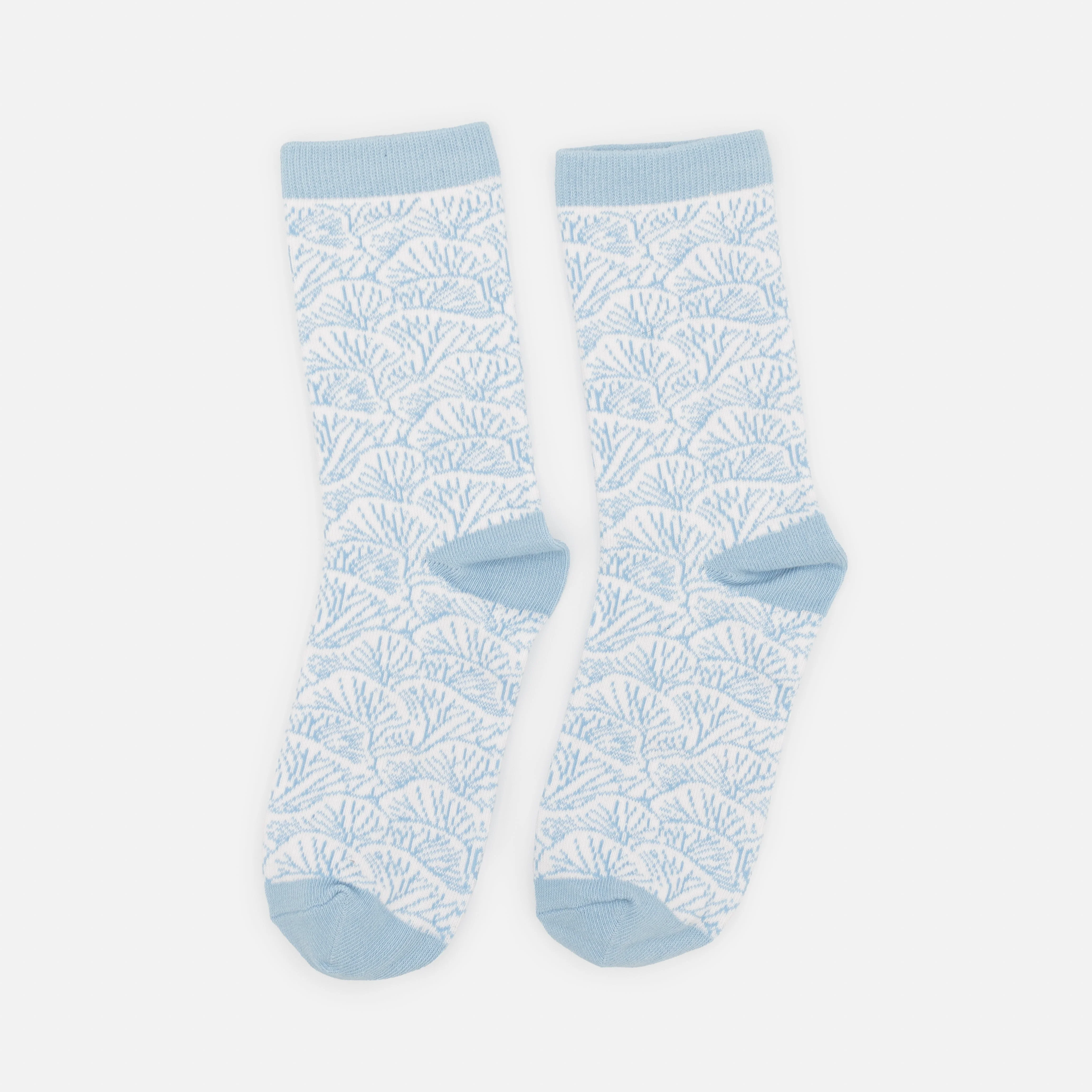 Bas à motif coraux bleu pâle