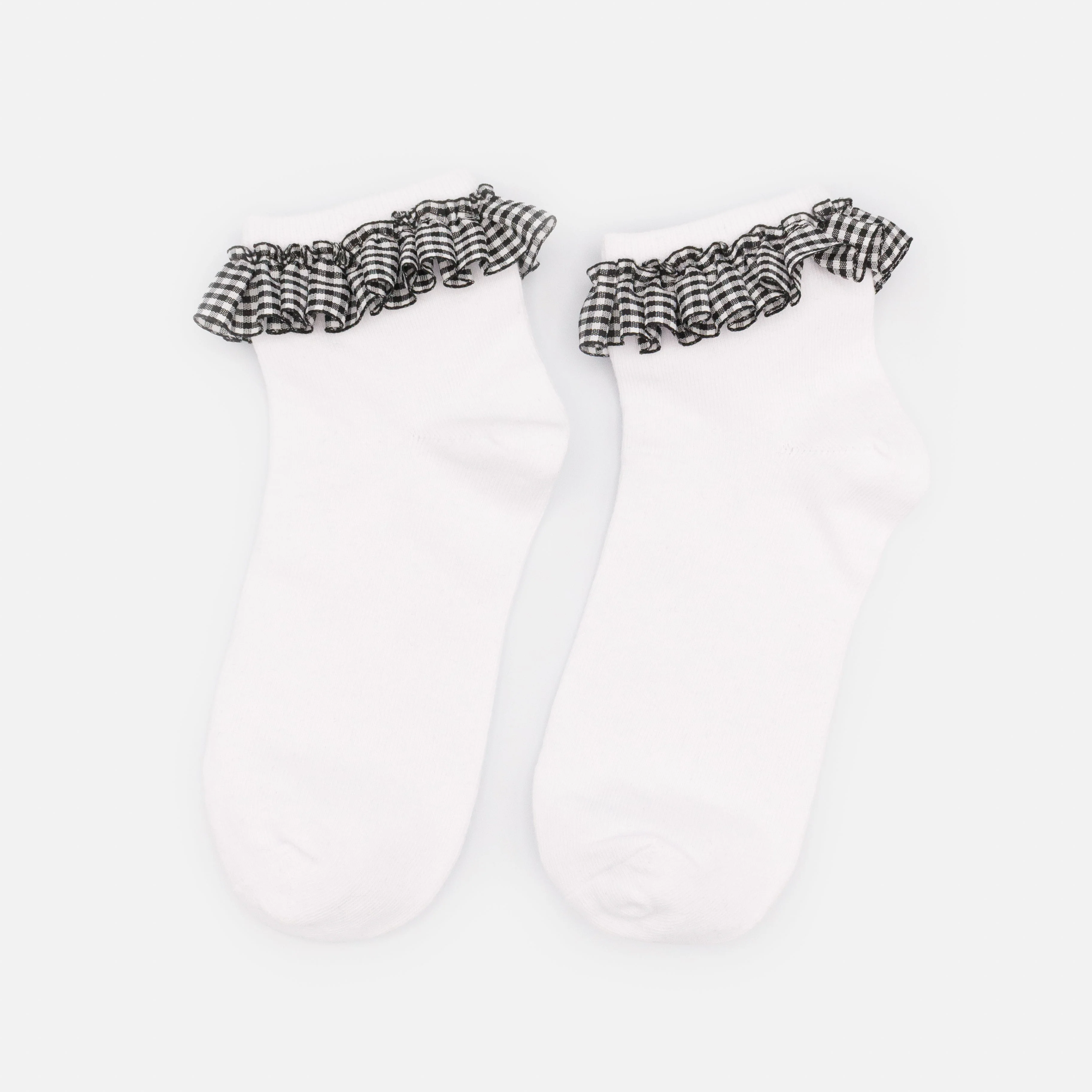 Bas cheville blancs avec dentelle à motif Vichy