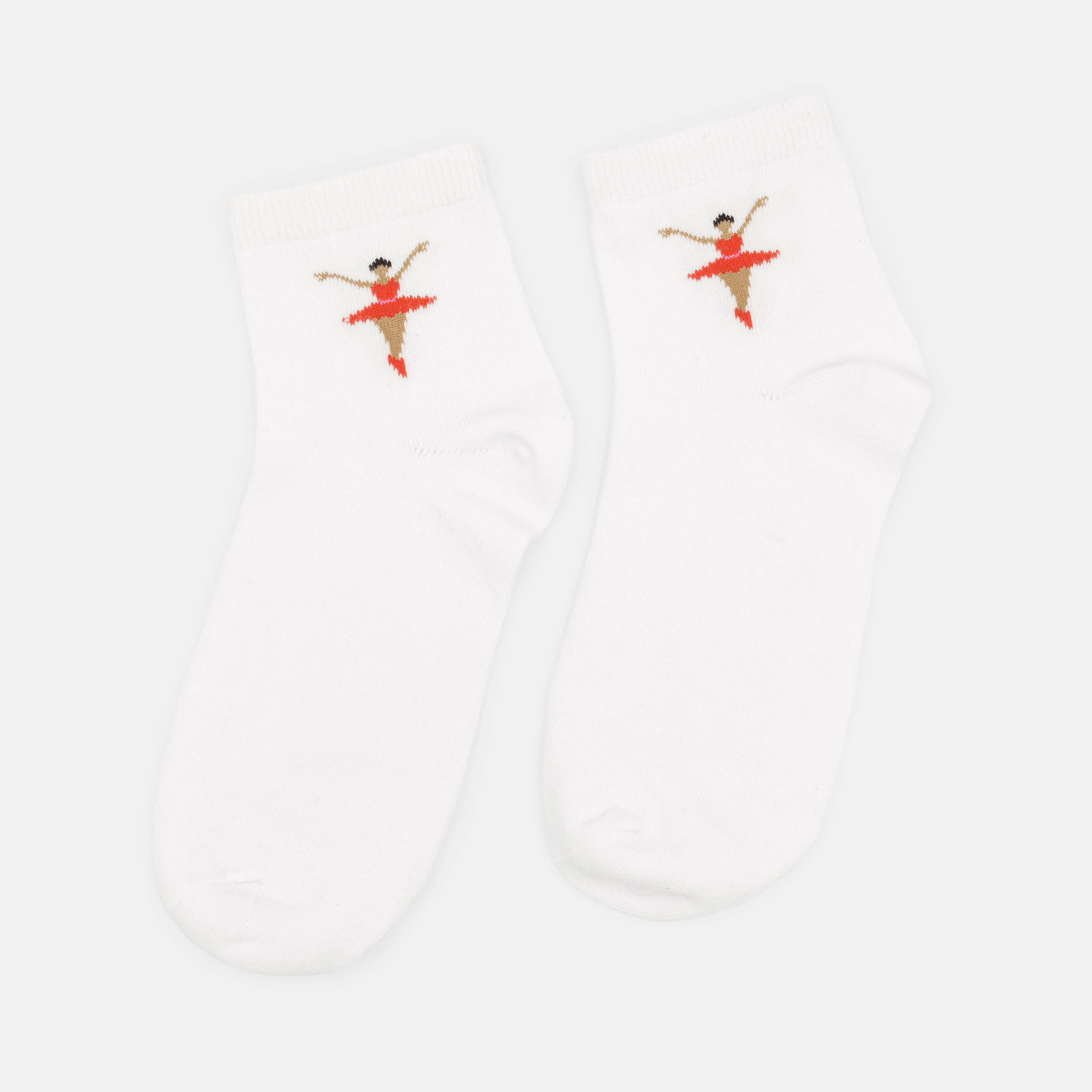 Bas cheville blancs avec ballerine rouge