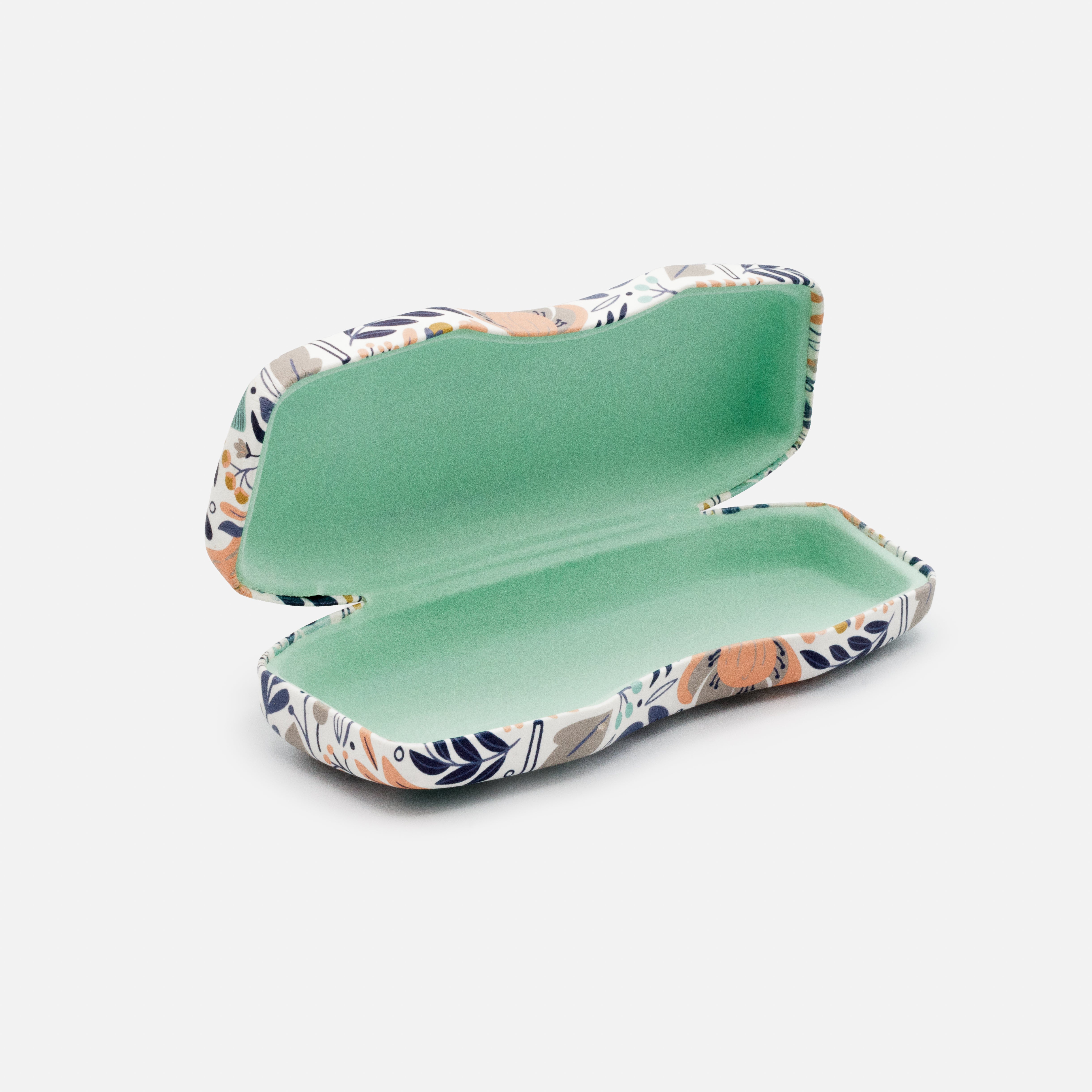 Ătui Ă lunettes blanc Ă motif floral turquoise et pĂȘche - Image 3