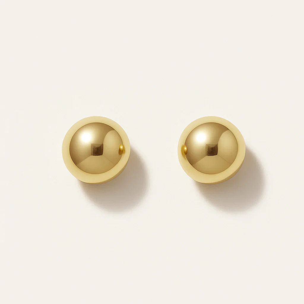 Boucles d’oreilles billes dorées 4 mm en or 10 carats - Image 3