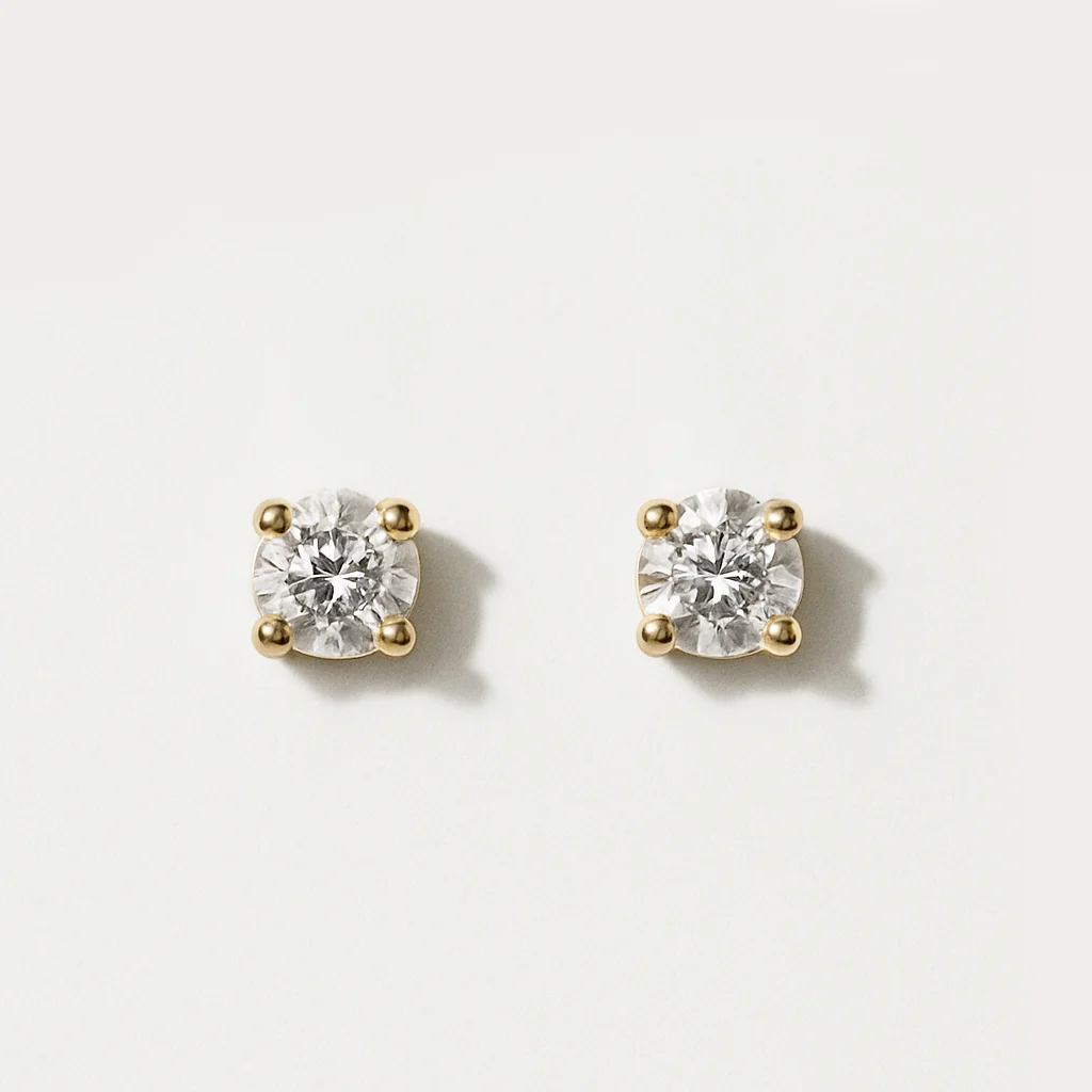 Boucles d’oreilles serties d'un zircon cubique rond 2,5 mm avec tige en or 14 carats - Image 3