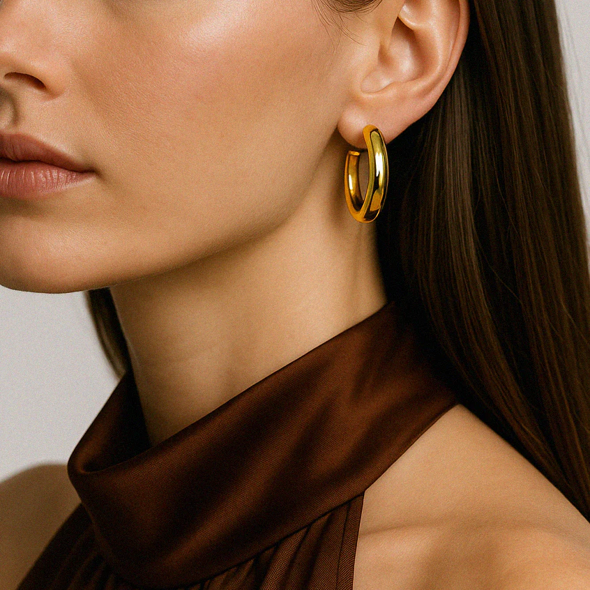 Boucles d'oreilles anneaux classiques 25 mm en or vermeil - Image 3