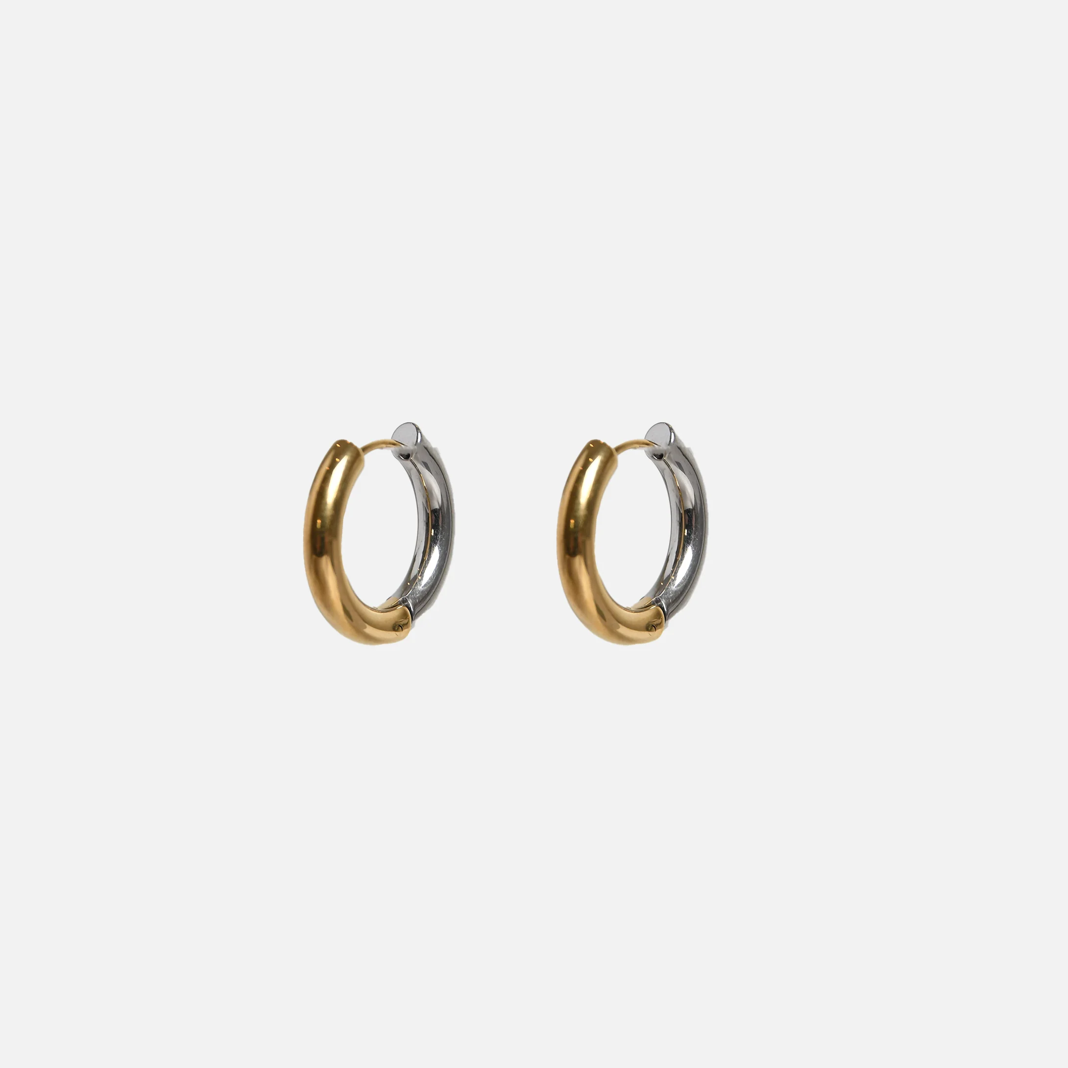 Boucles d'oreilles anneaux deux tons en acier inoxydable