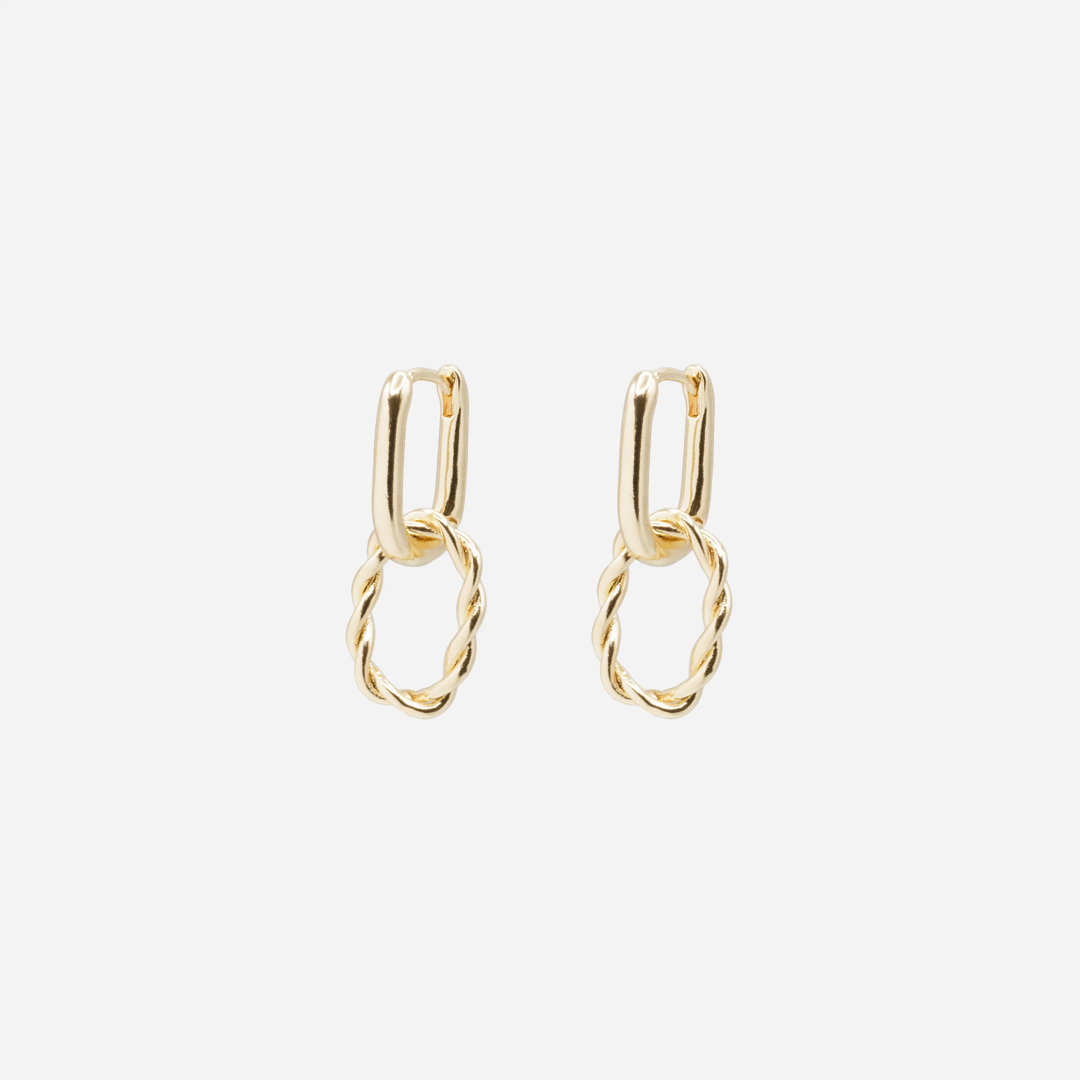 Boucles d'oreilles anneaux dorés deux façons