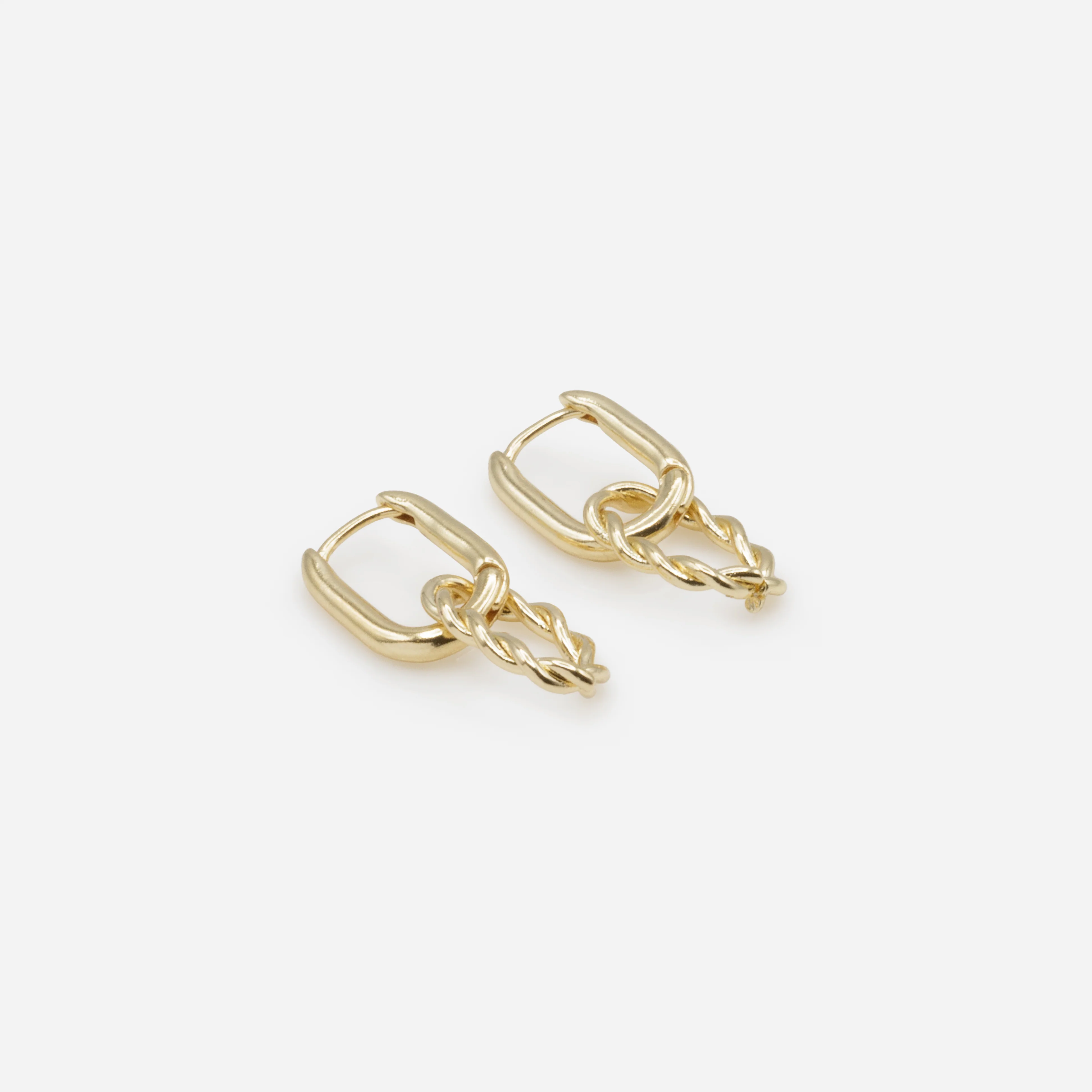 Boucles d'oreilles anneaux dorés deux façons - Image 2