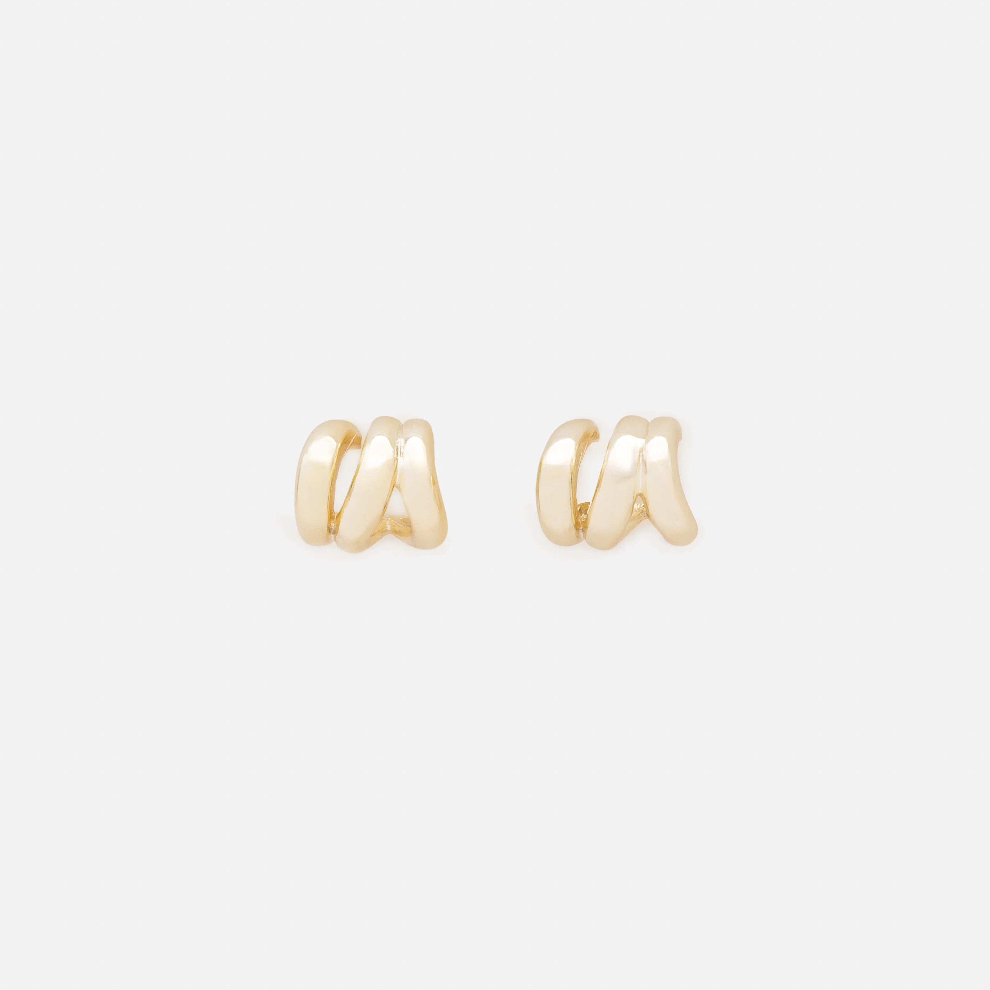 Boucles d'oreilles demi-anneau doré triple