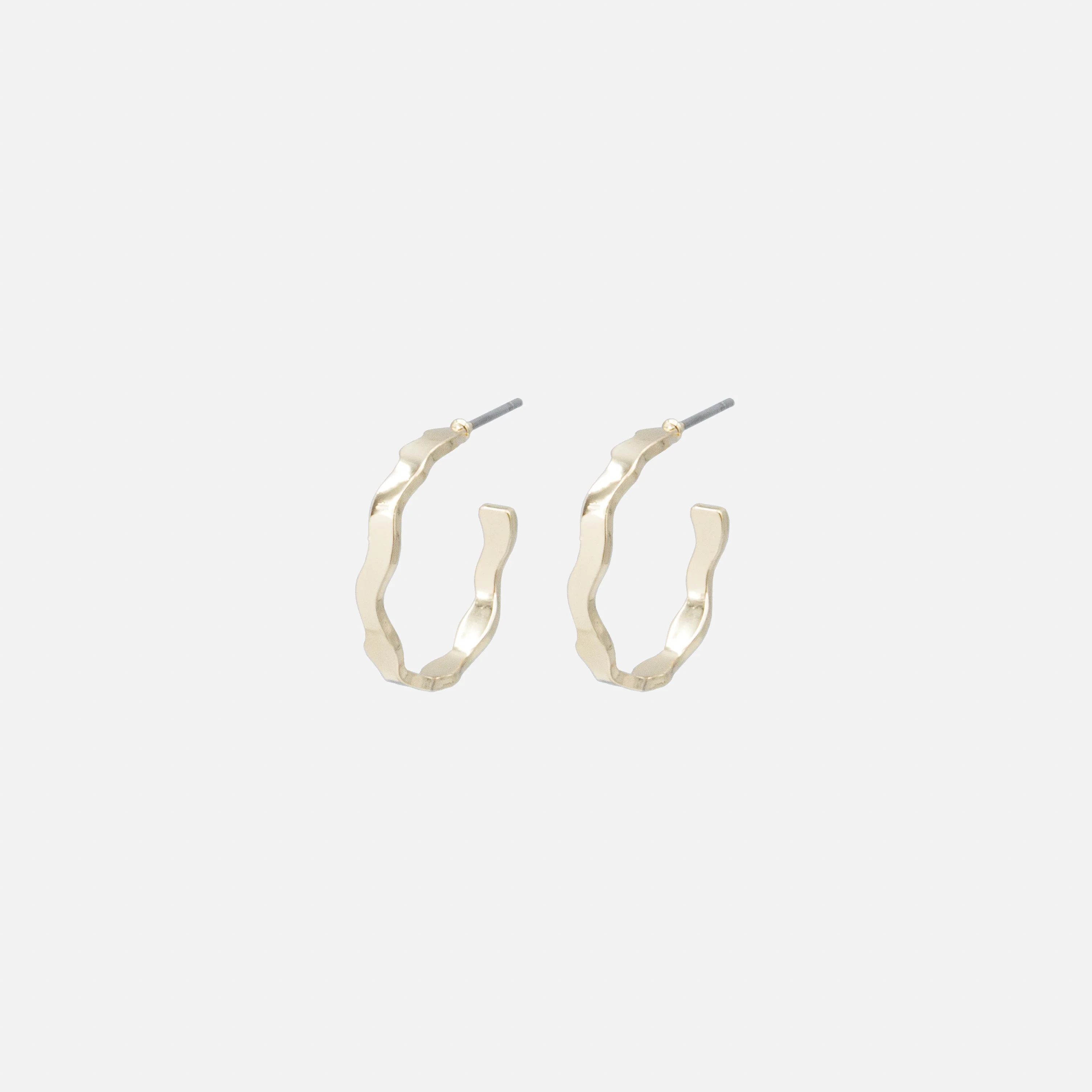 Boucles d'oreilles anneaux dorés ondulés