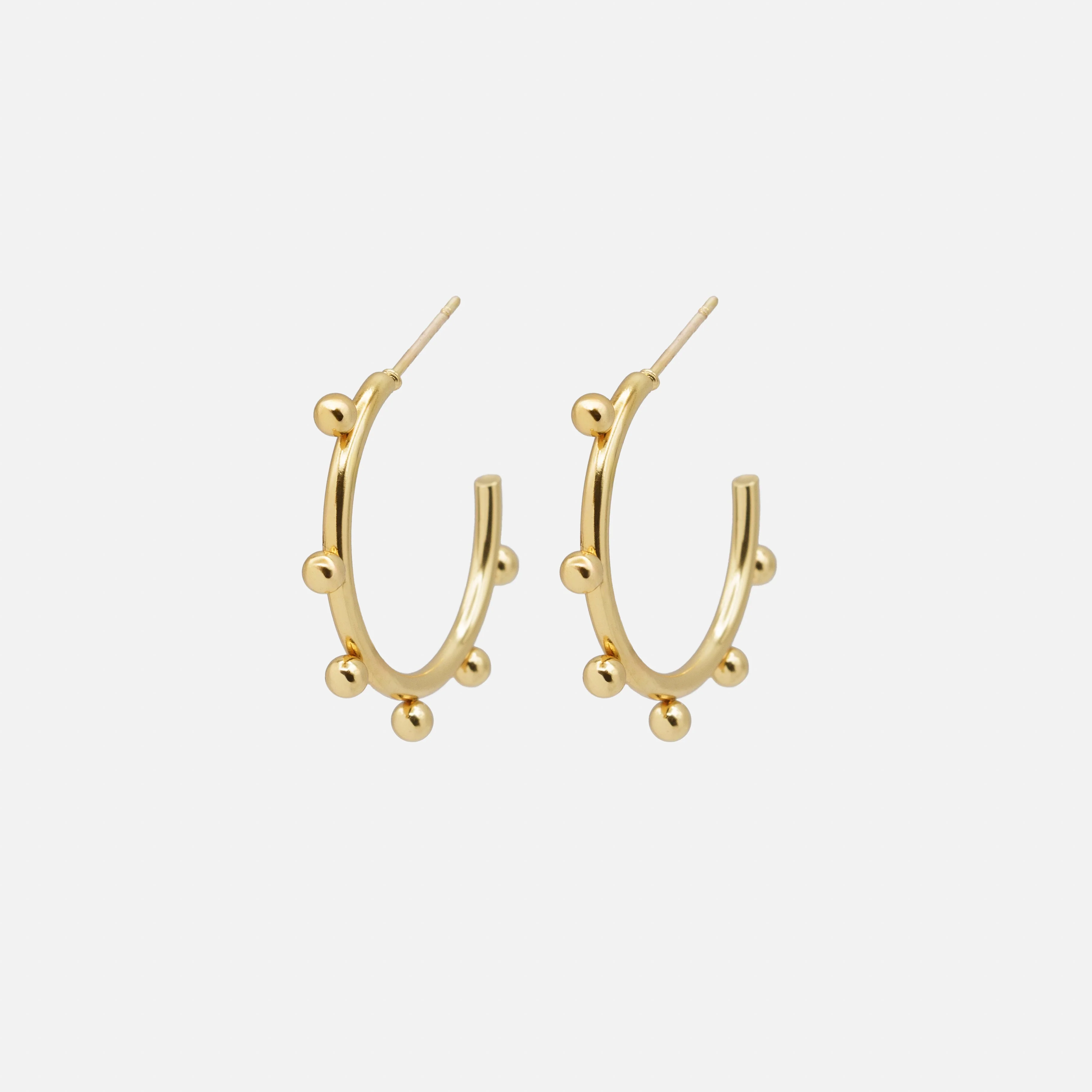 Boucles d'oreilles anneaux dorés avec petites billes