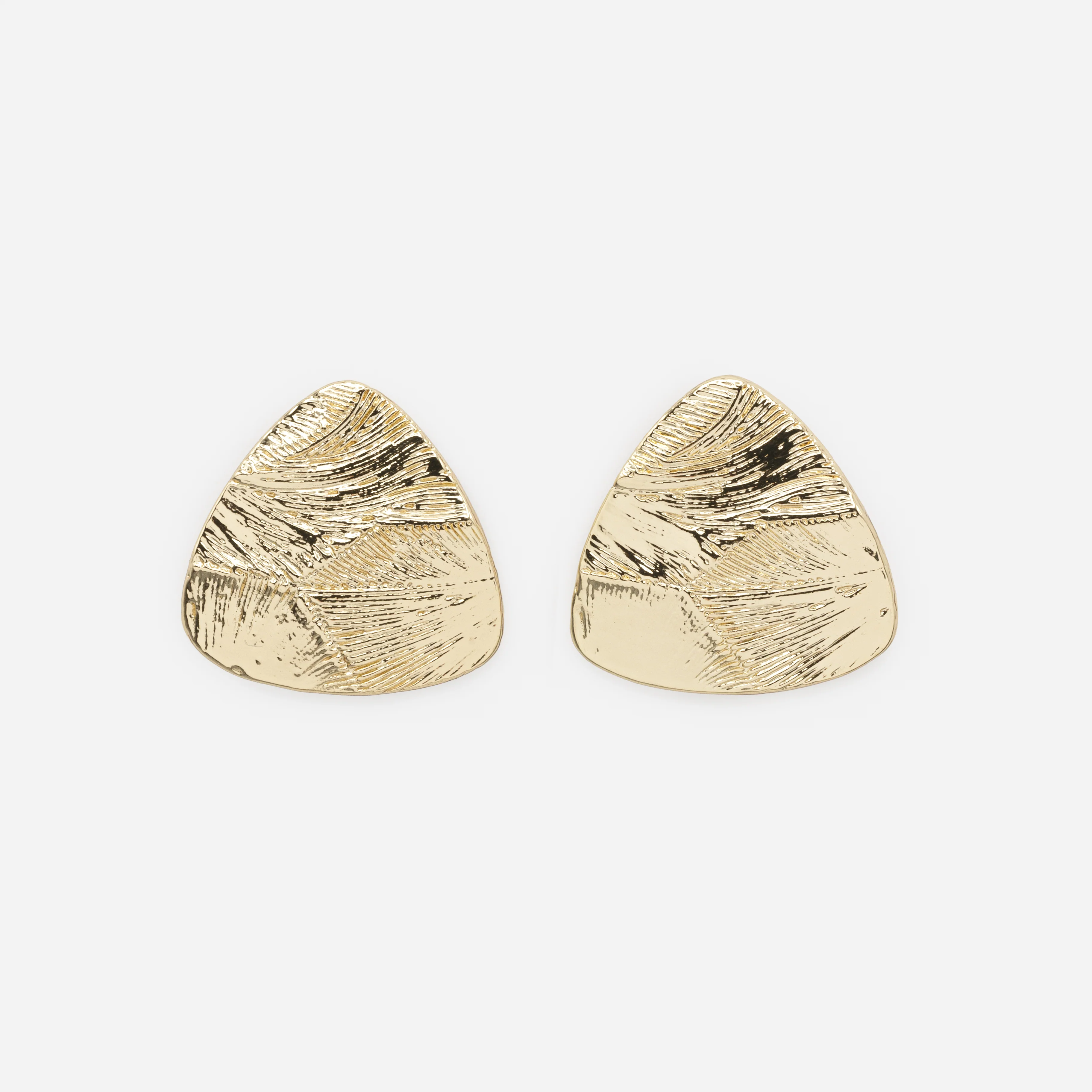 Boucles d'oreilles dorées triangles texturés