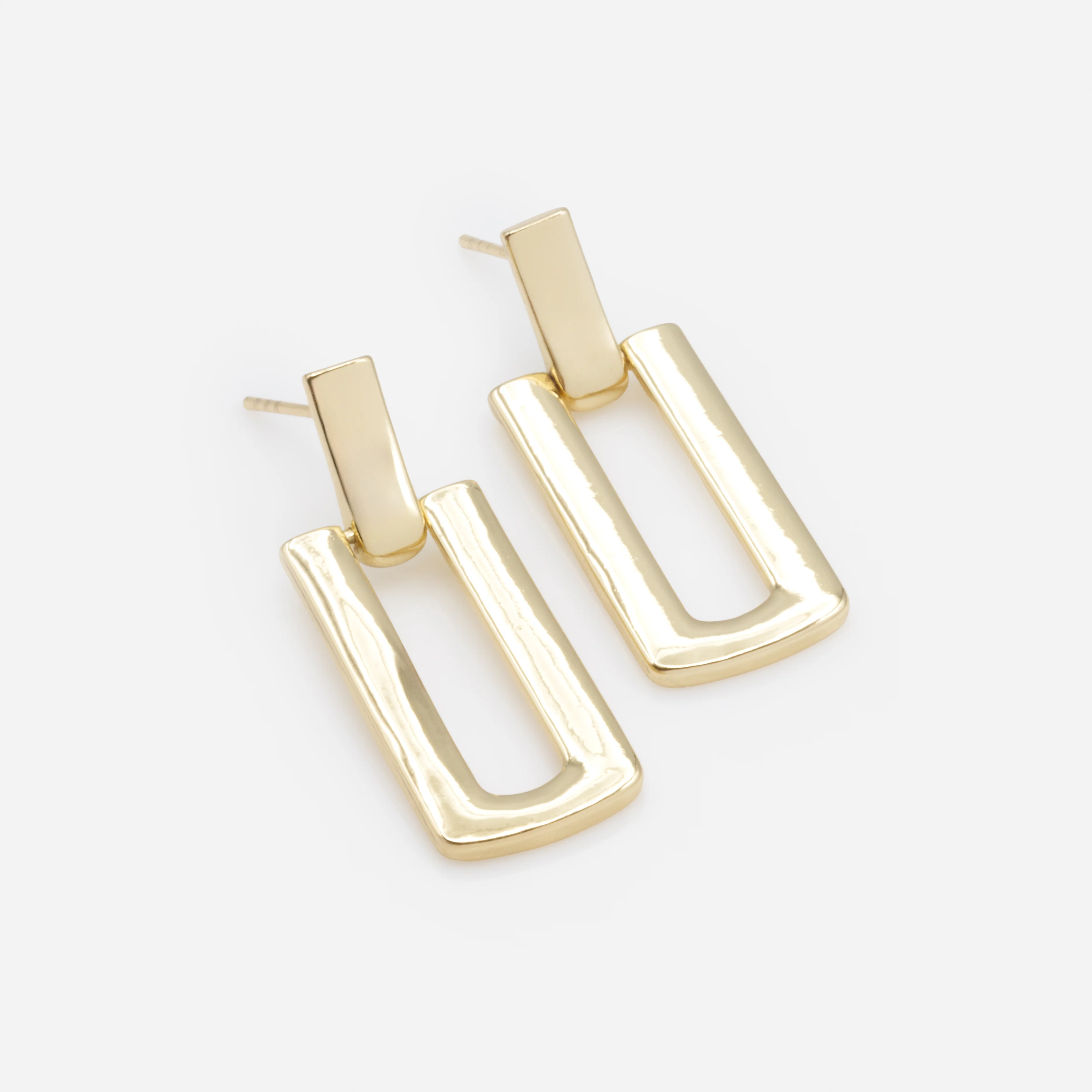 Boucles d'oreilles dorées rectangulaires - Image 2