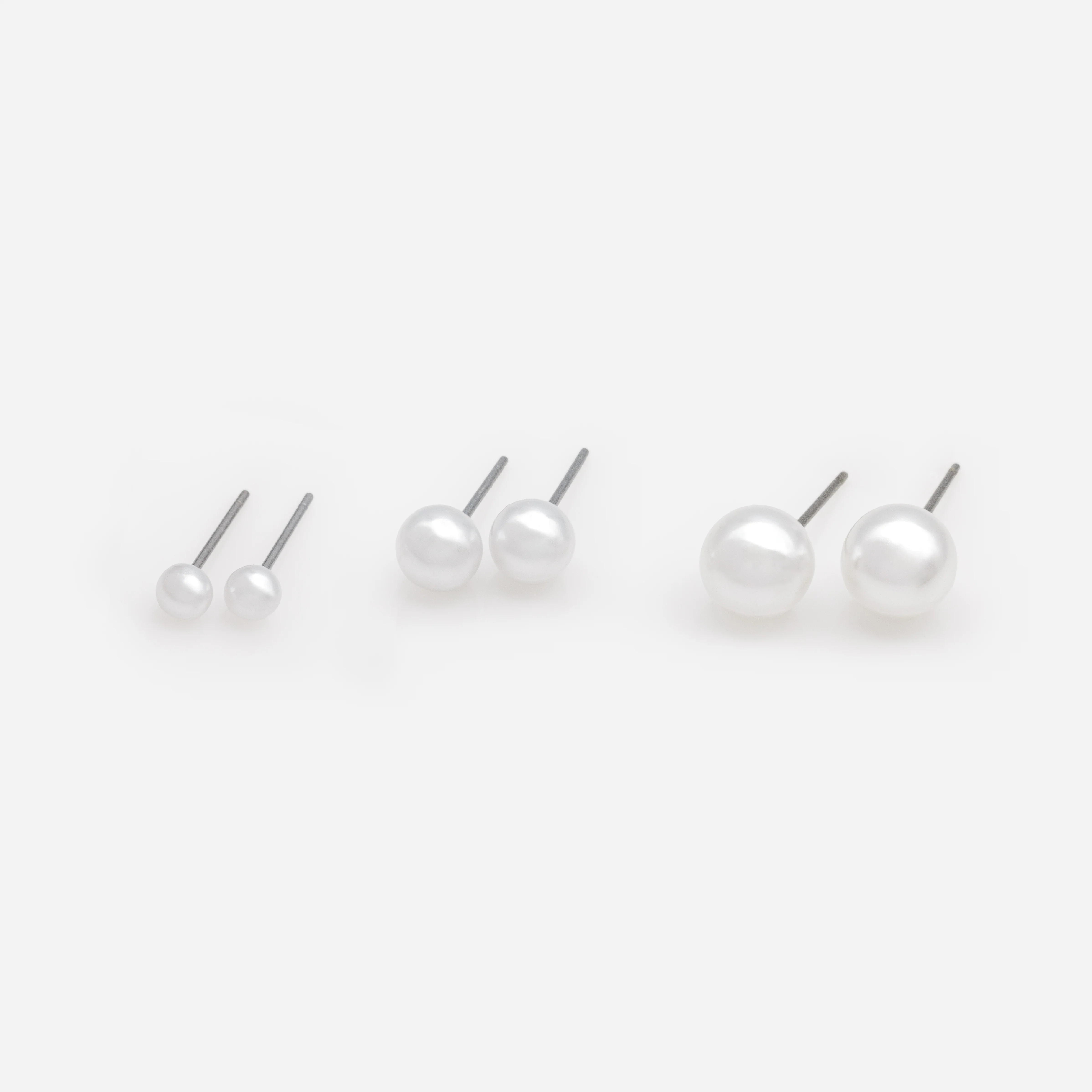 Trio de boucles d'oreilles perles trois formats - Image 2