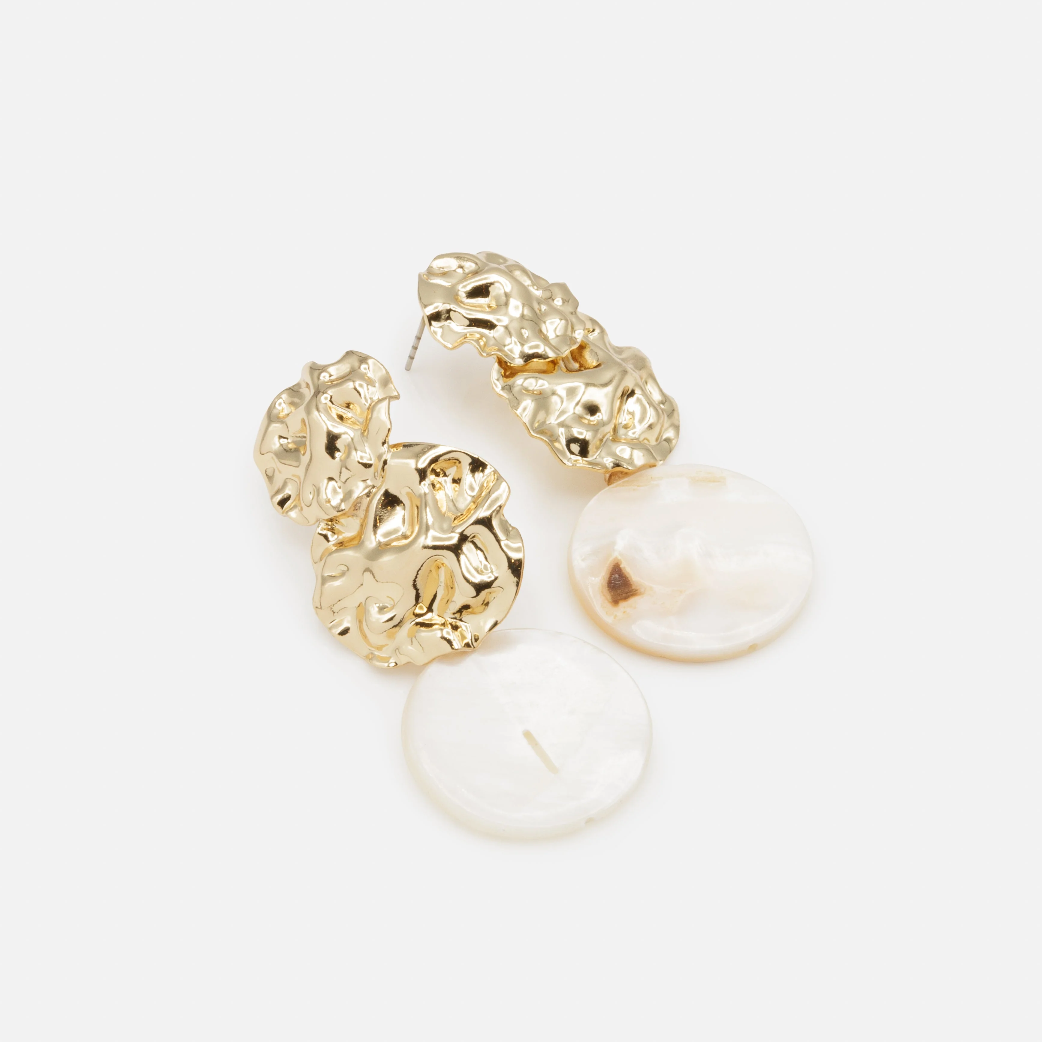 Boucles d'oreilles longues cercles deux tons - Image 2