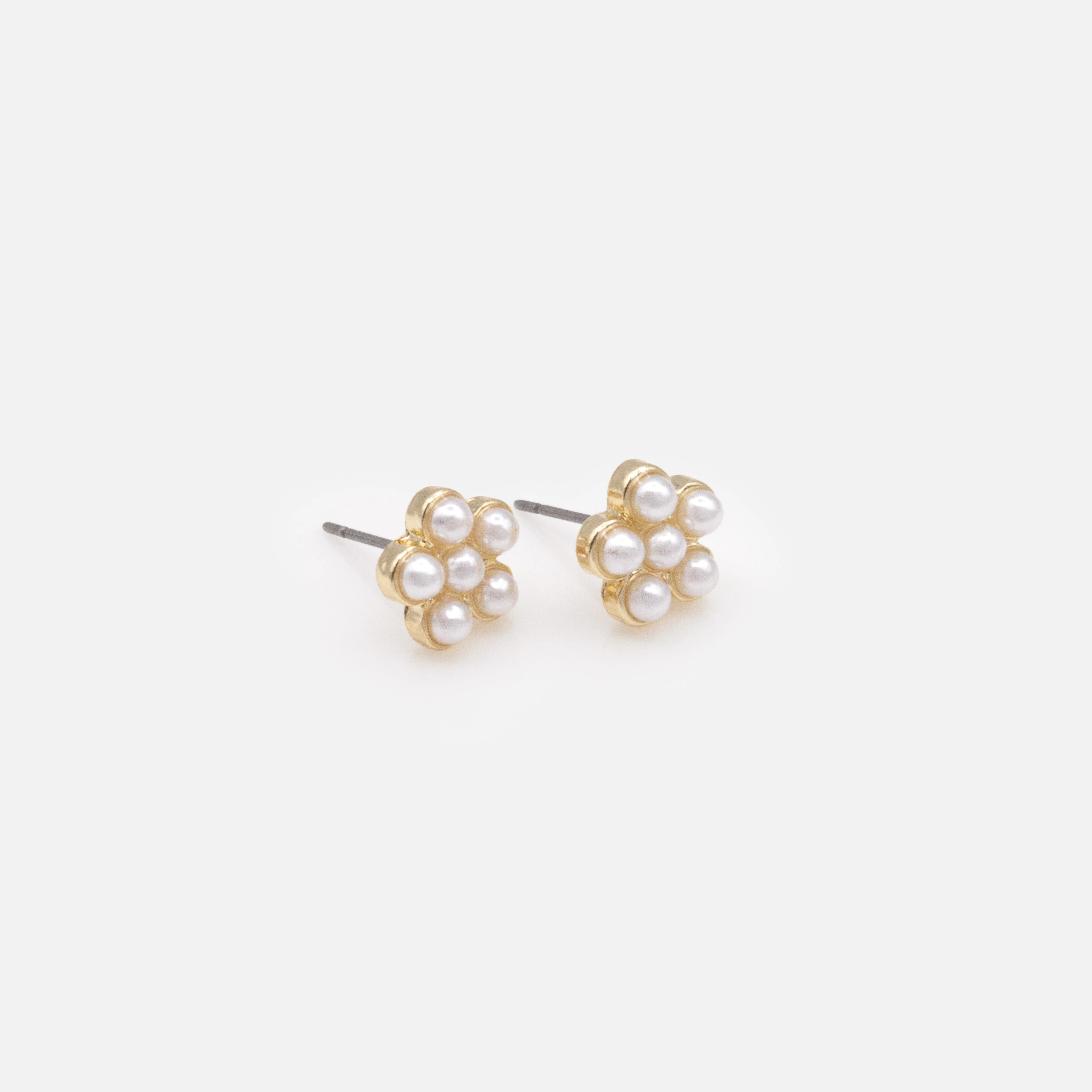 Boucles d'oreilles dorées fleur en perles - Image 2
