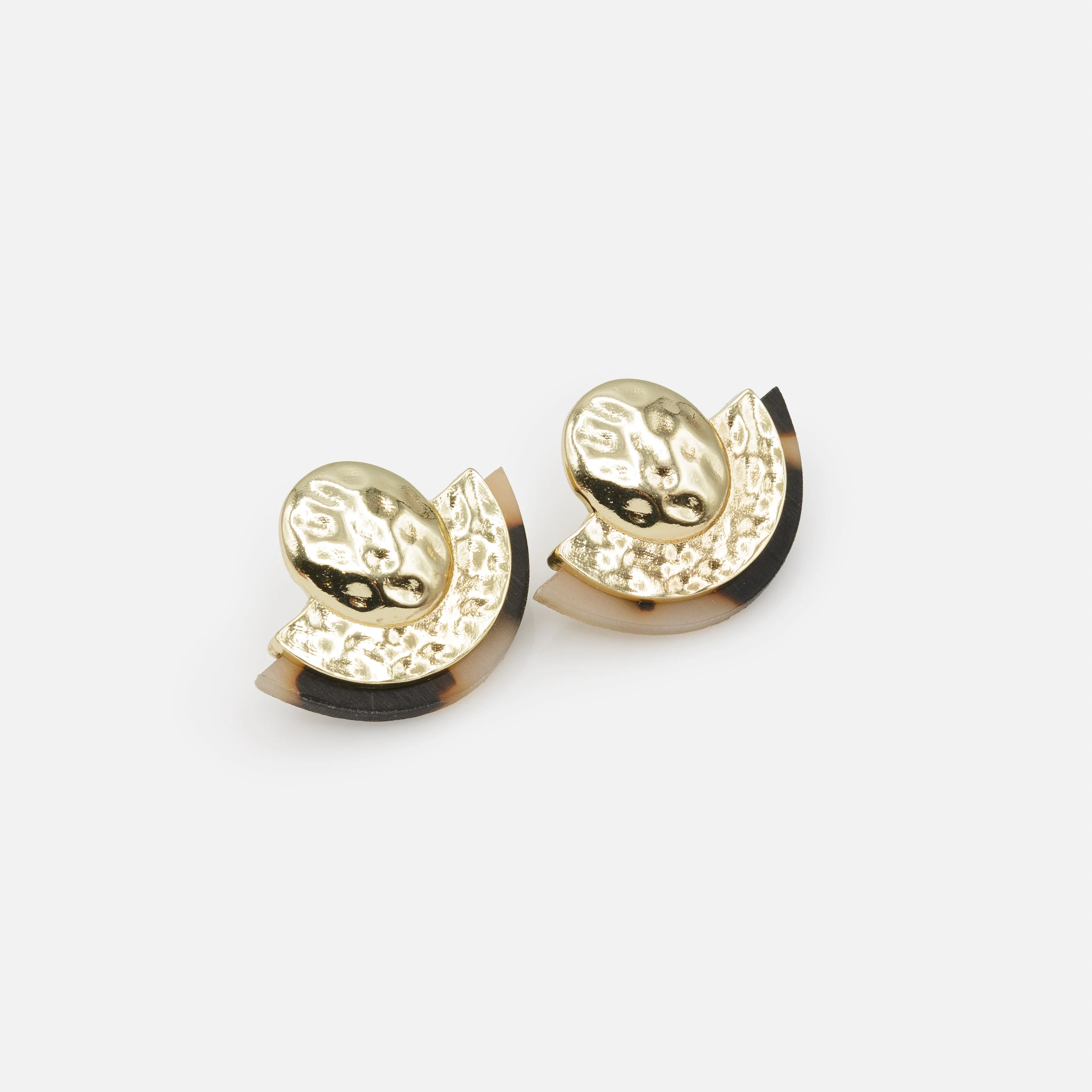 Boucles d'oreilles dorées et écaille de tortue - Image 2