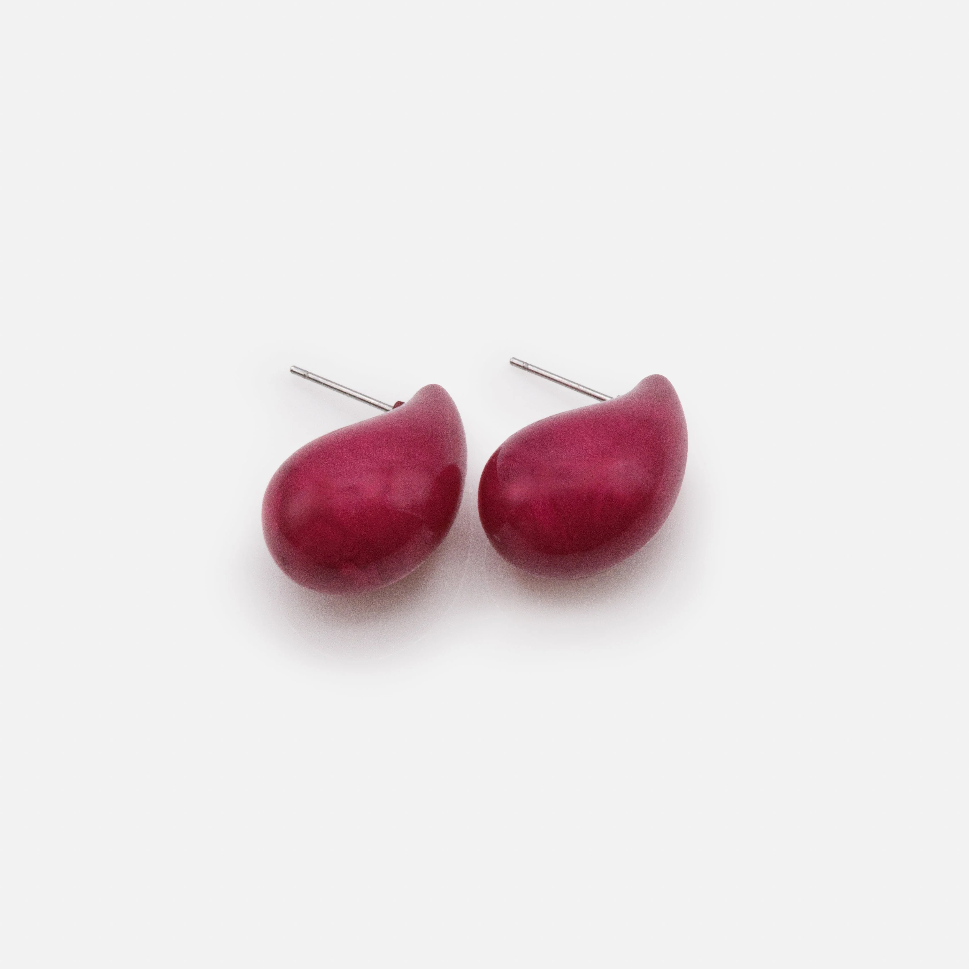 Boucles d'oreilles en forme de goutte en acétate rose foncé - Image 2