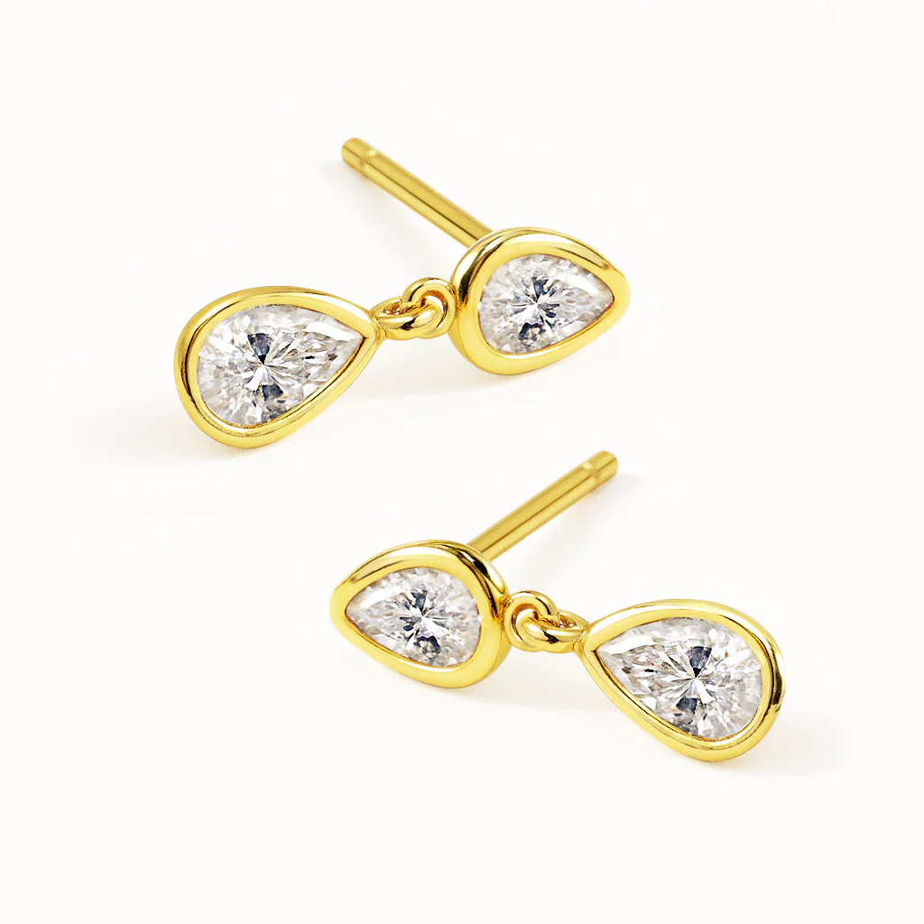 Boucles d'oreilles en or vermeil avec zircons cubiques en forme de gouttes - Image 4