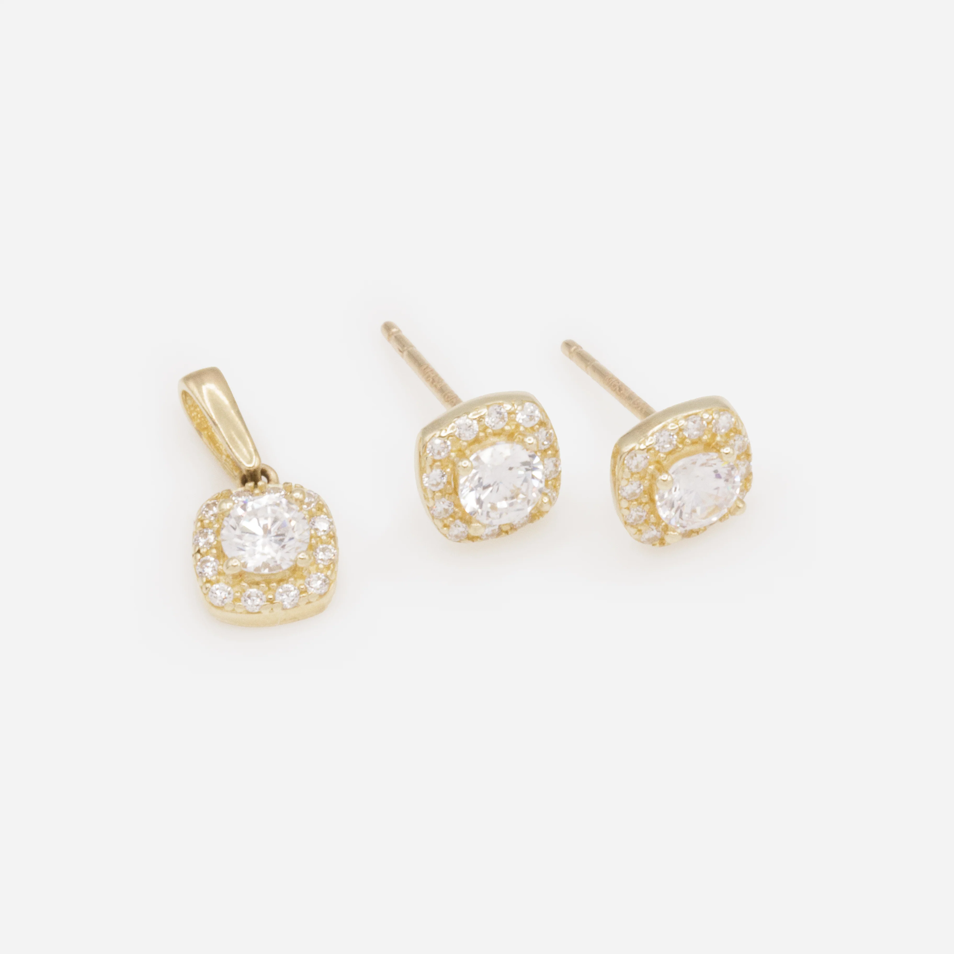 Ensemble boucles d'oreilles et breloque avec zircons cubiques en or 10 carats - Image 4