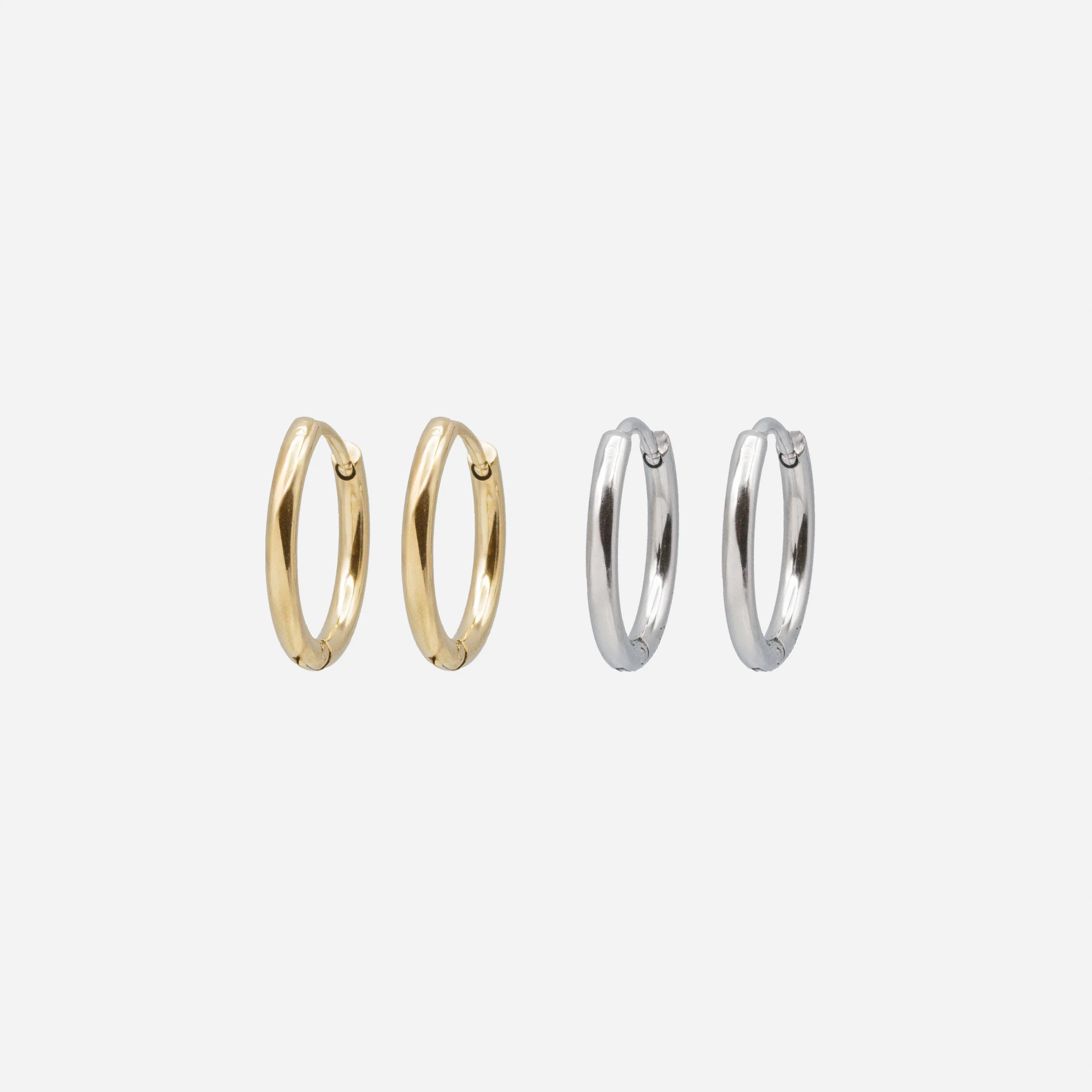 Boucles d'oreilles huggies deux tons en acier inoxydable