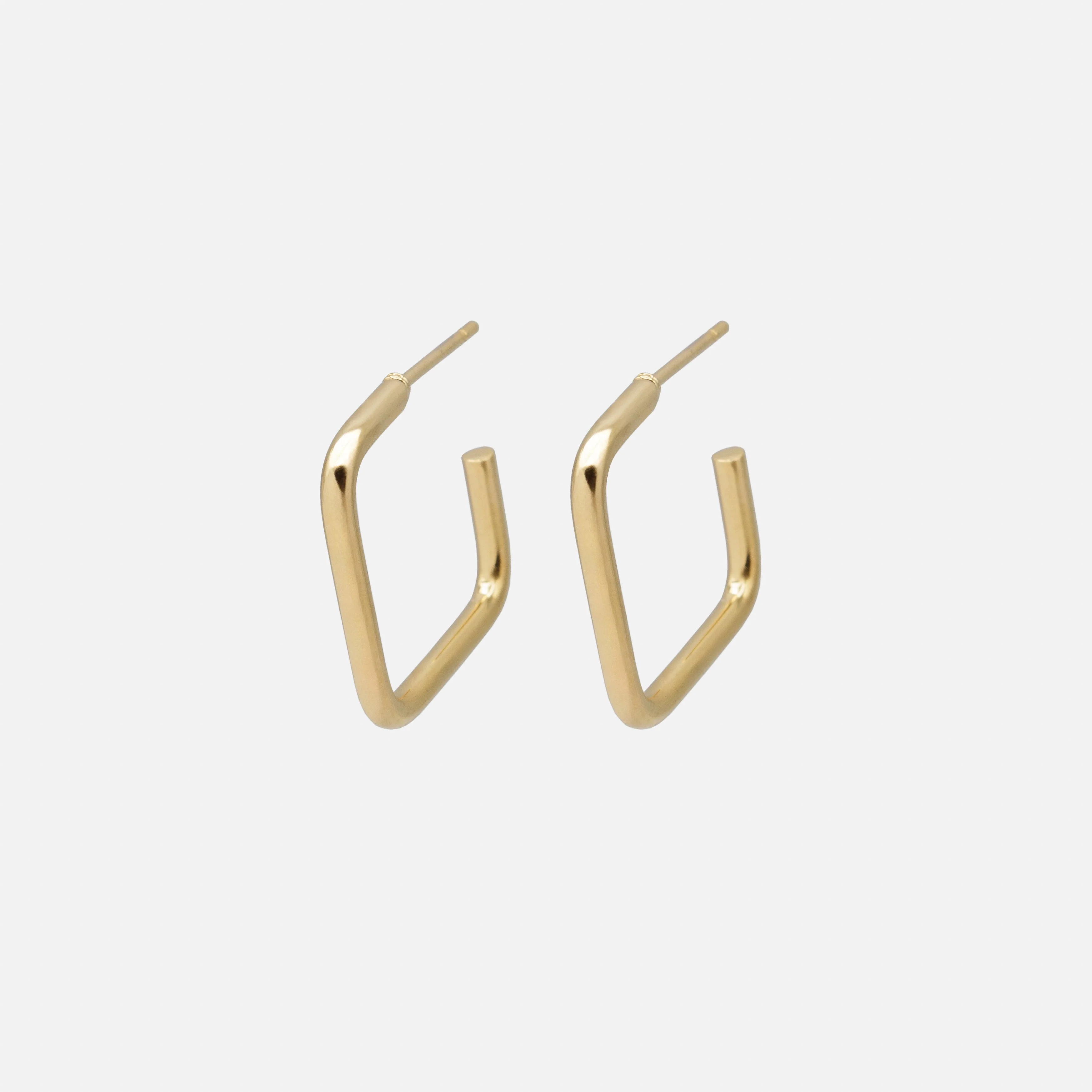 Boucles d'oreilles anneaux dorés rectangulaires