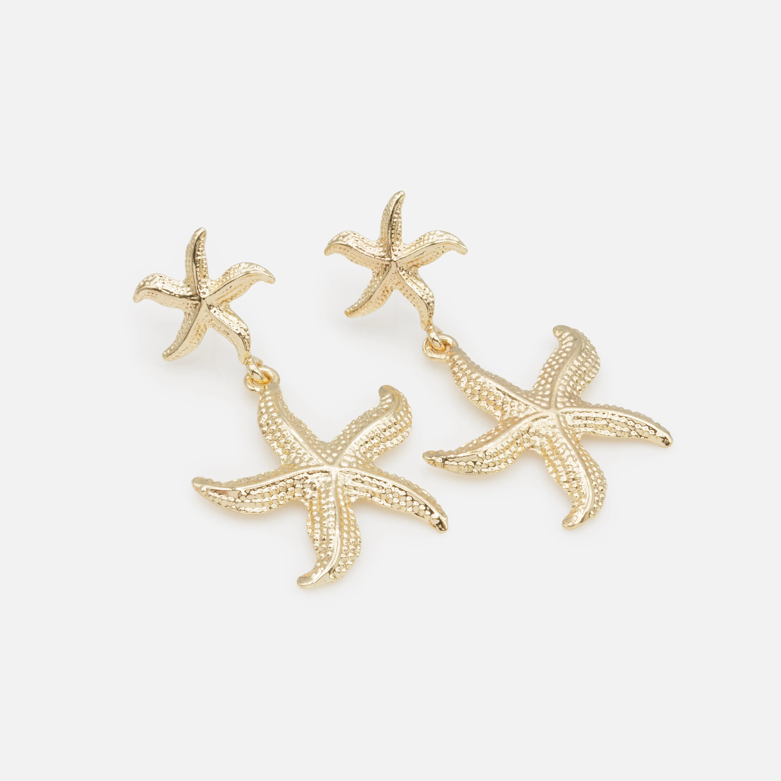 Boucles d'oreilles dorées double étoile de mer - Image 2