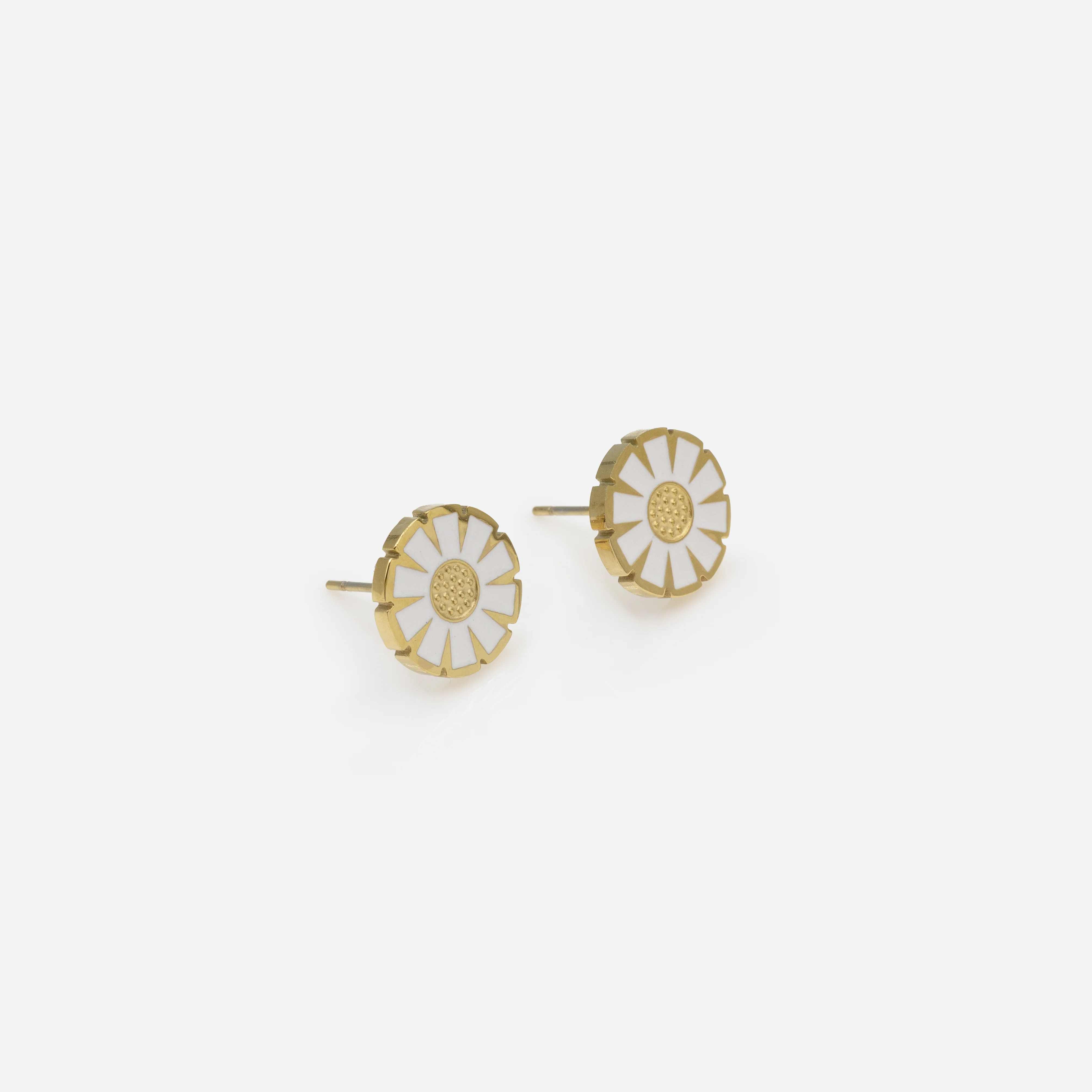 Boucles d'oreilles marguerites dorées en acier inoxydable - Image 2