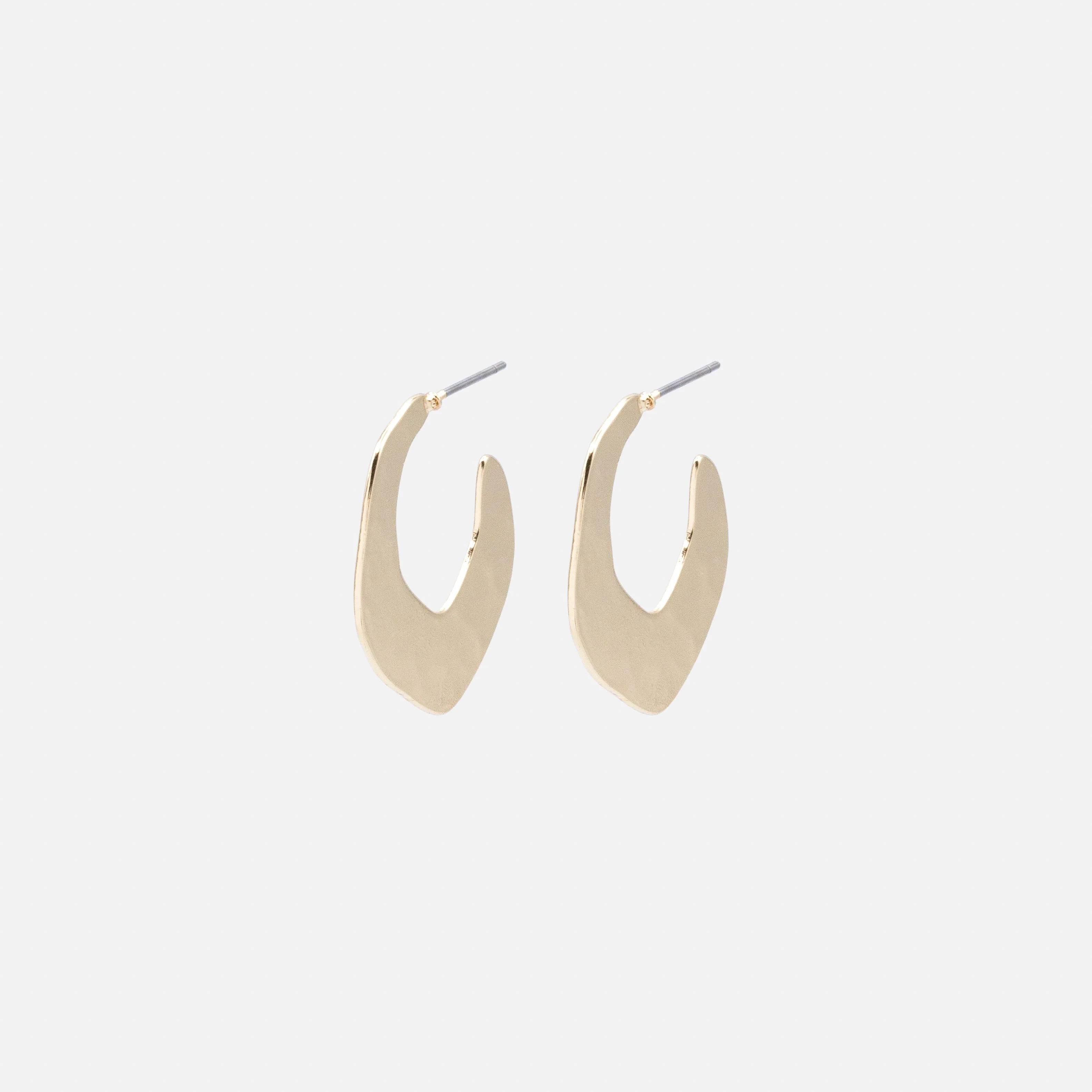 Boucles d'oreilles minces anneaux dorés martelés