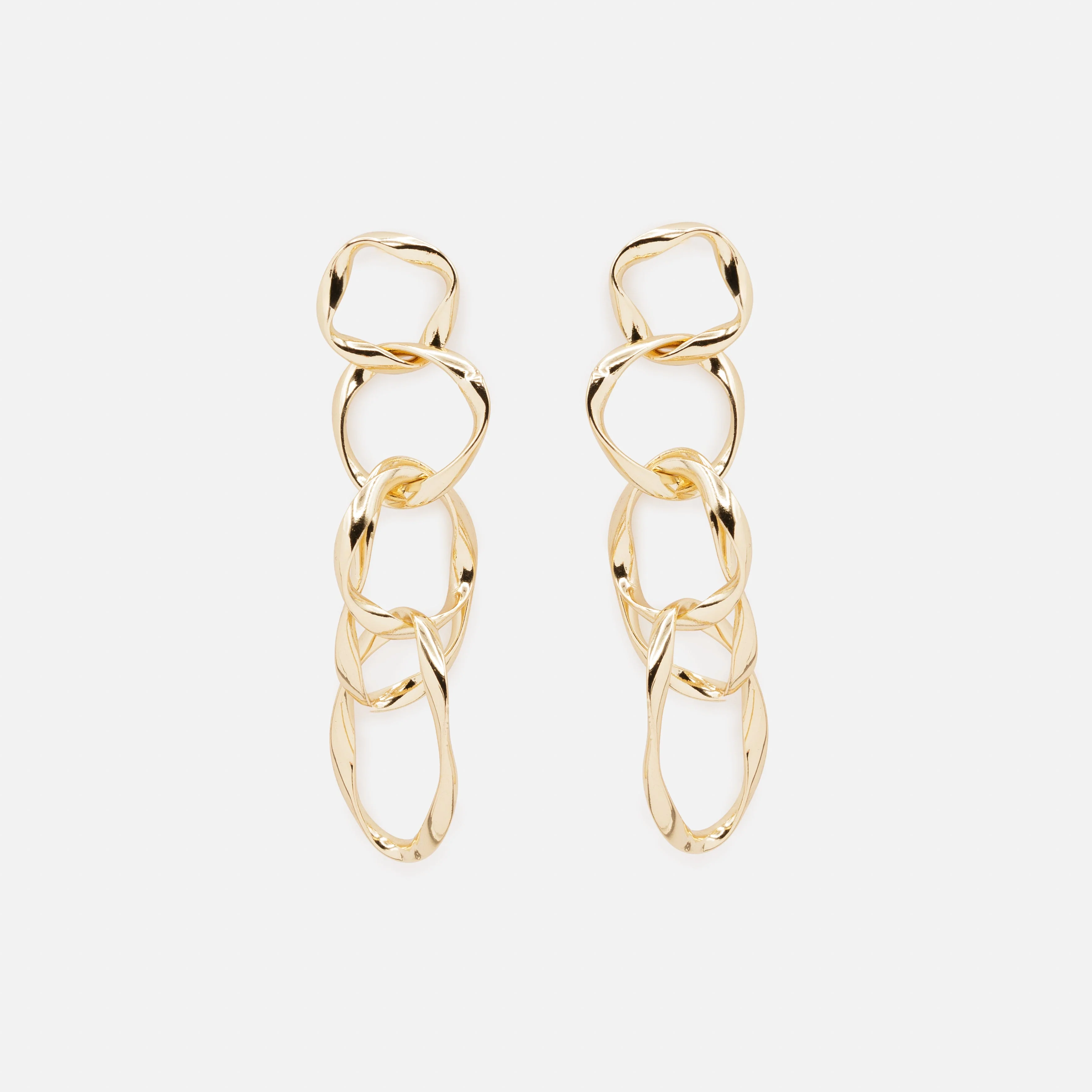 Boucles d'oreilles longues anneaux dorés imparfaits