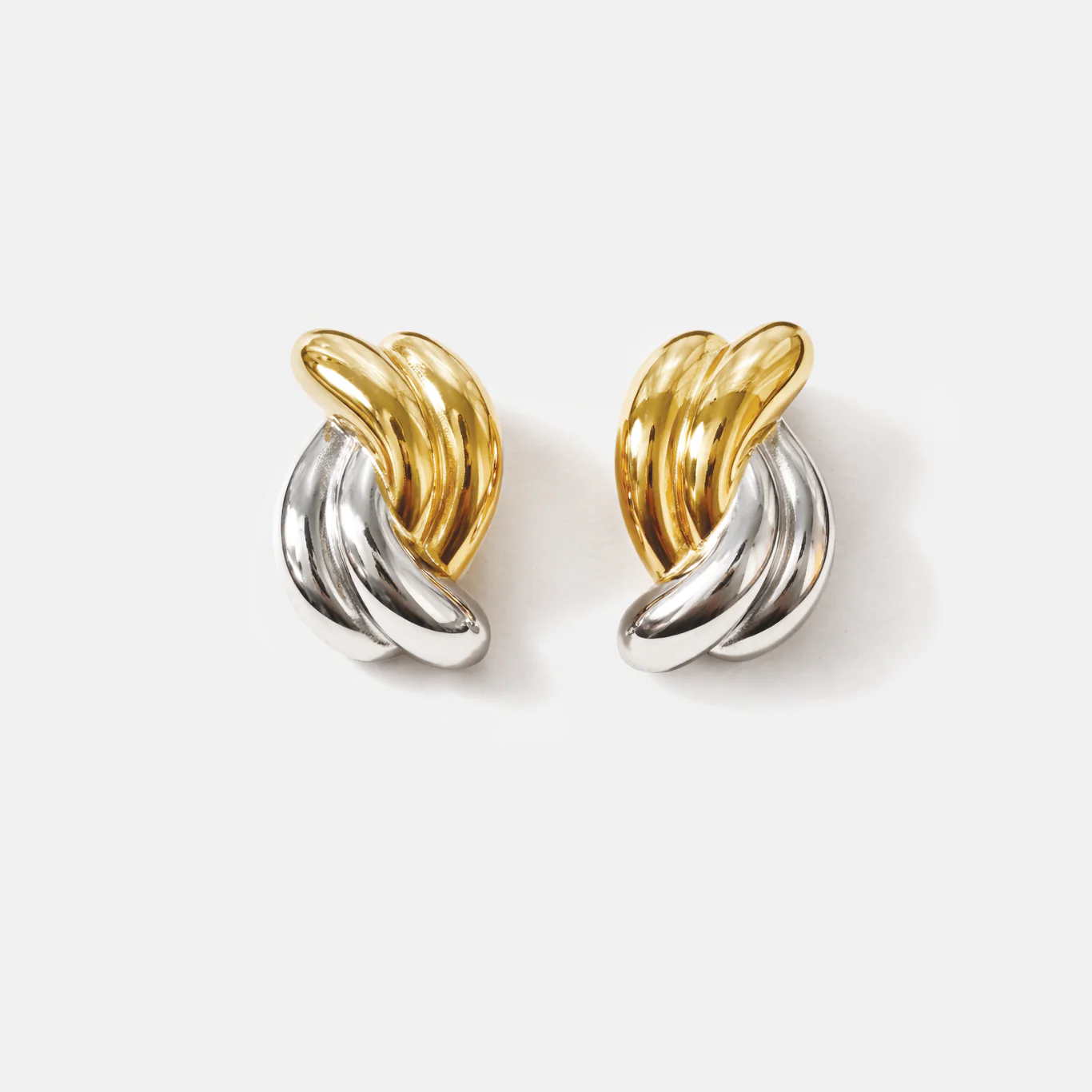 Boucles d'oreilles torsades deux tons en acier inoxydable