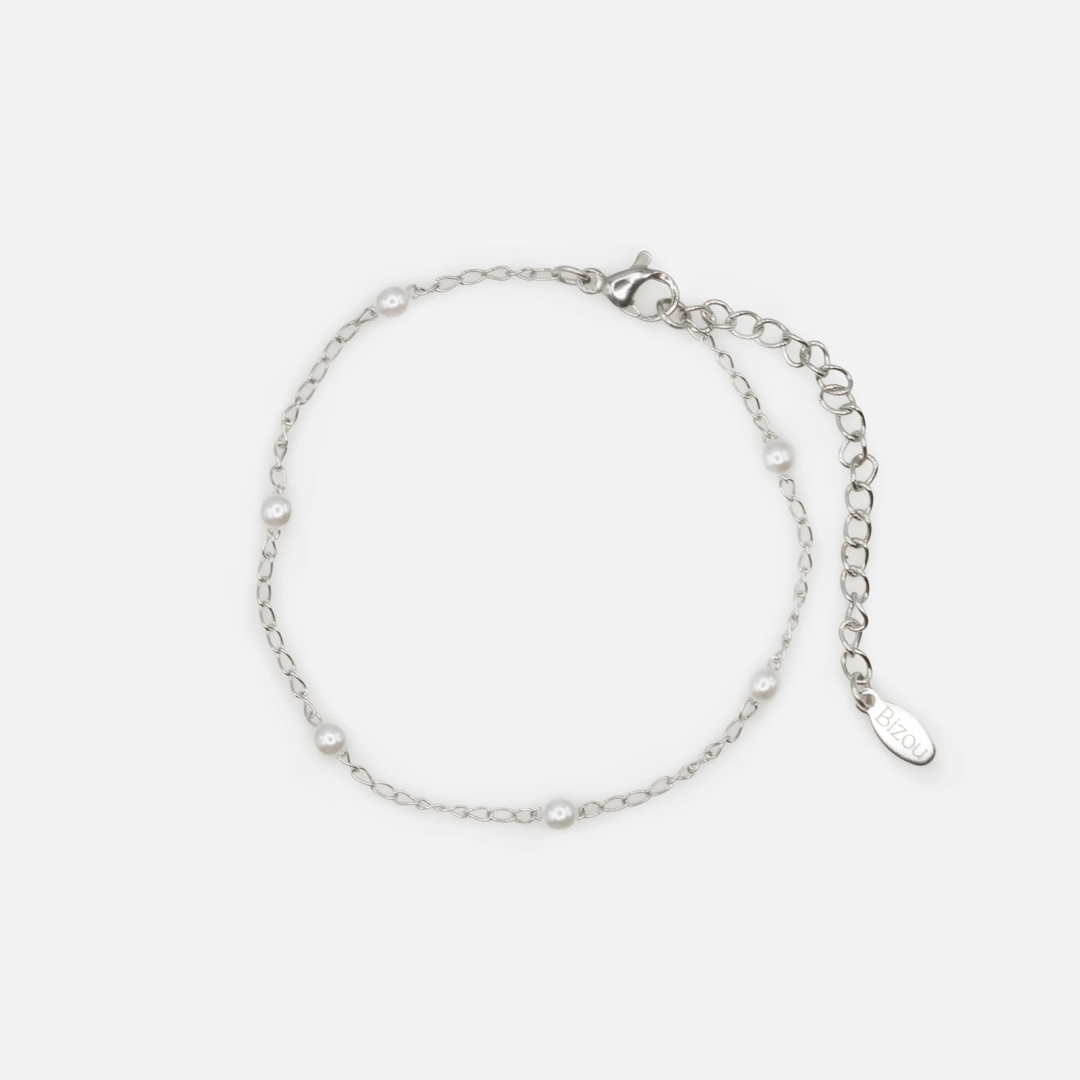 Bracelet argenté avec petites perles en acier inoxydable