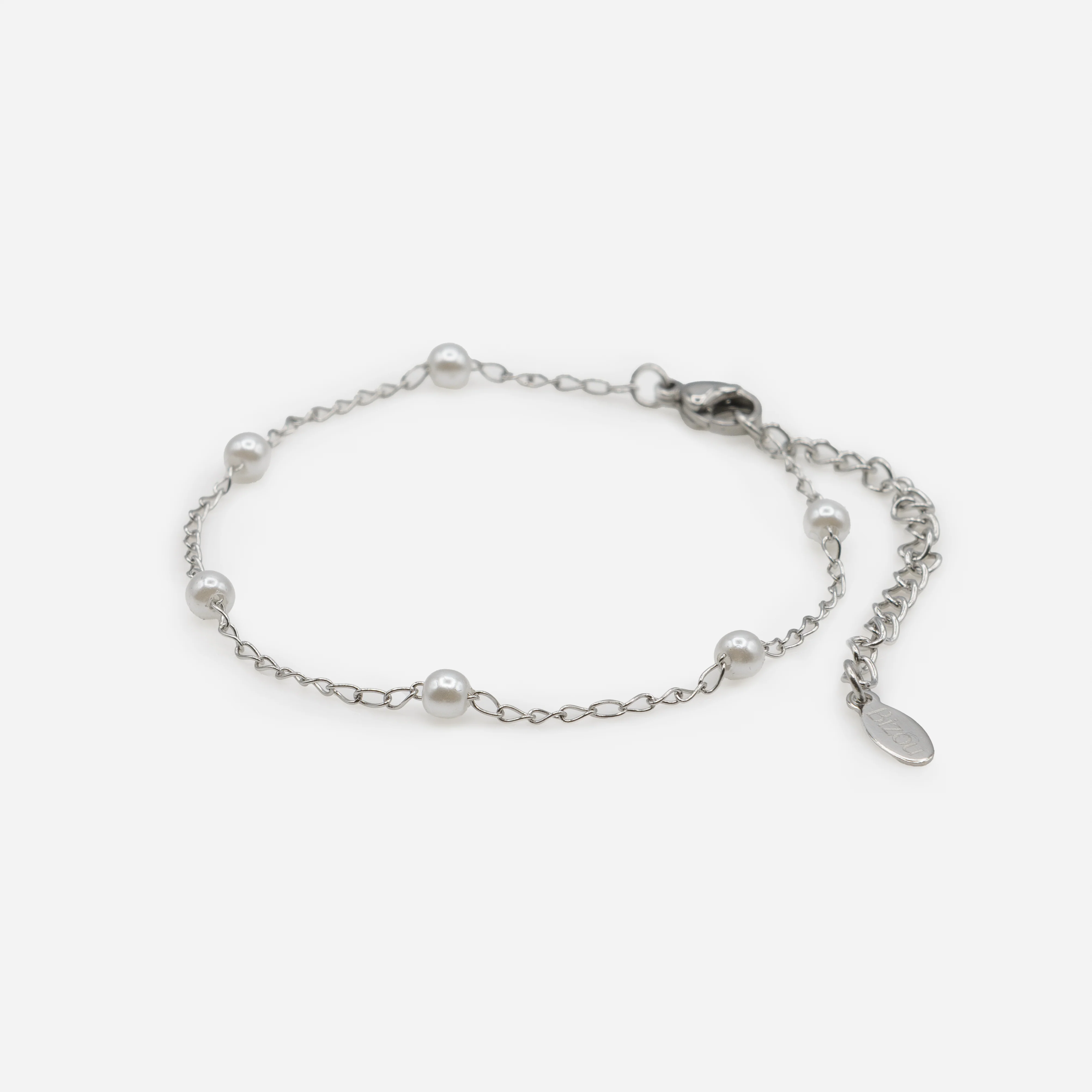 Bracelet argenté avec petites perles en acier inoxydable - Image 2