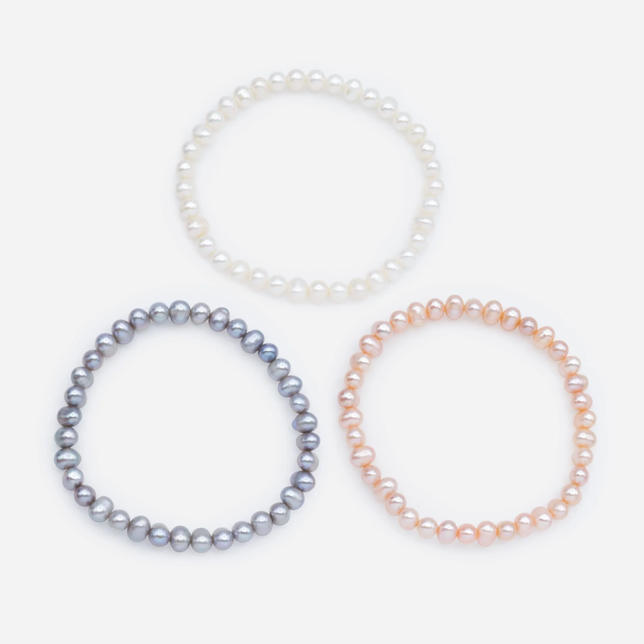 Bracelets de perles d'eau douce 3 tons en trio - Image 2