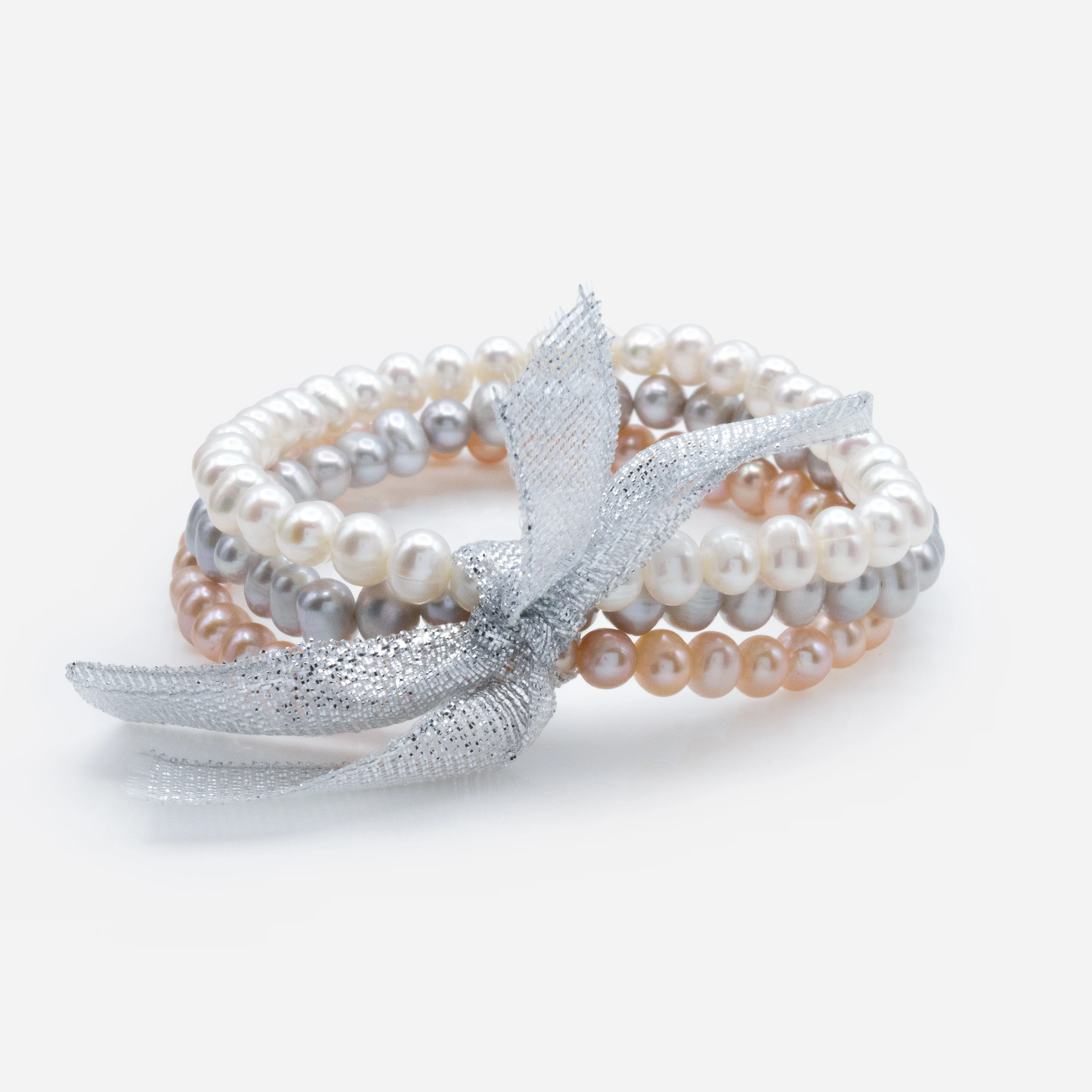Bracelets de perles d'eau douce 3 tons en trio - Image 4