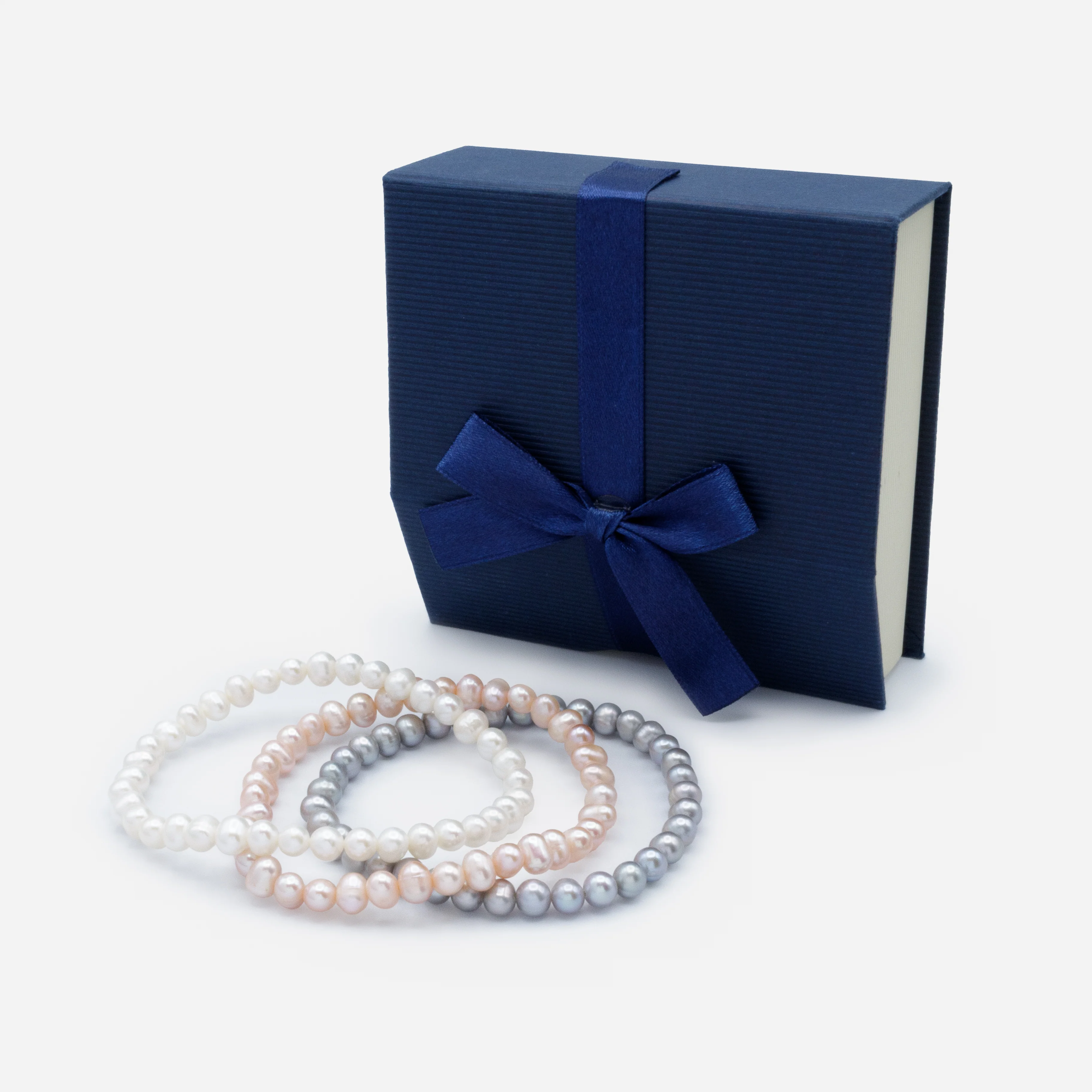 Bracelets de perles d'eau douce 3 tons en trio - Image 5