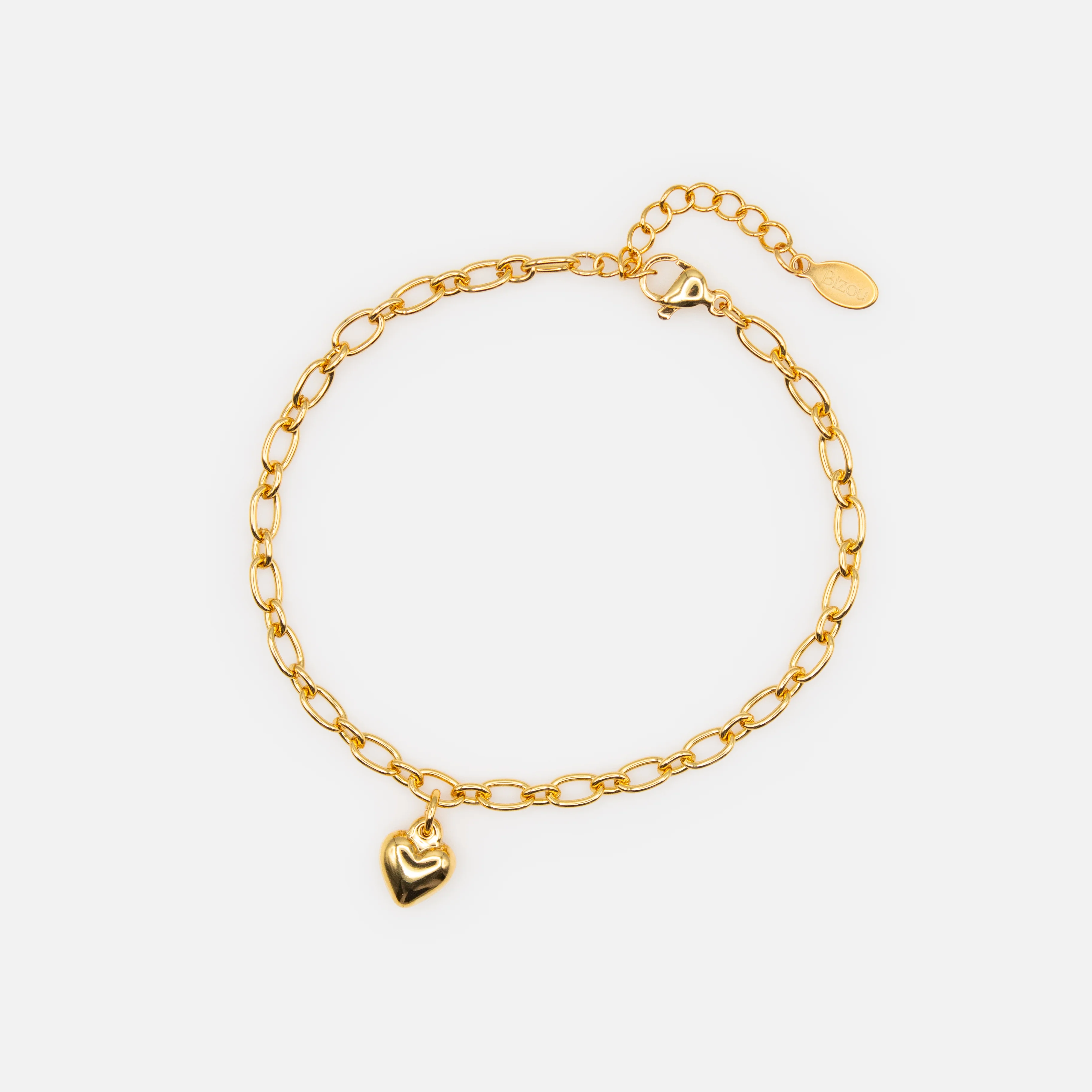 Bracelet chaîne dorée avec breloque petit coeur en acier inoxydable