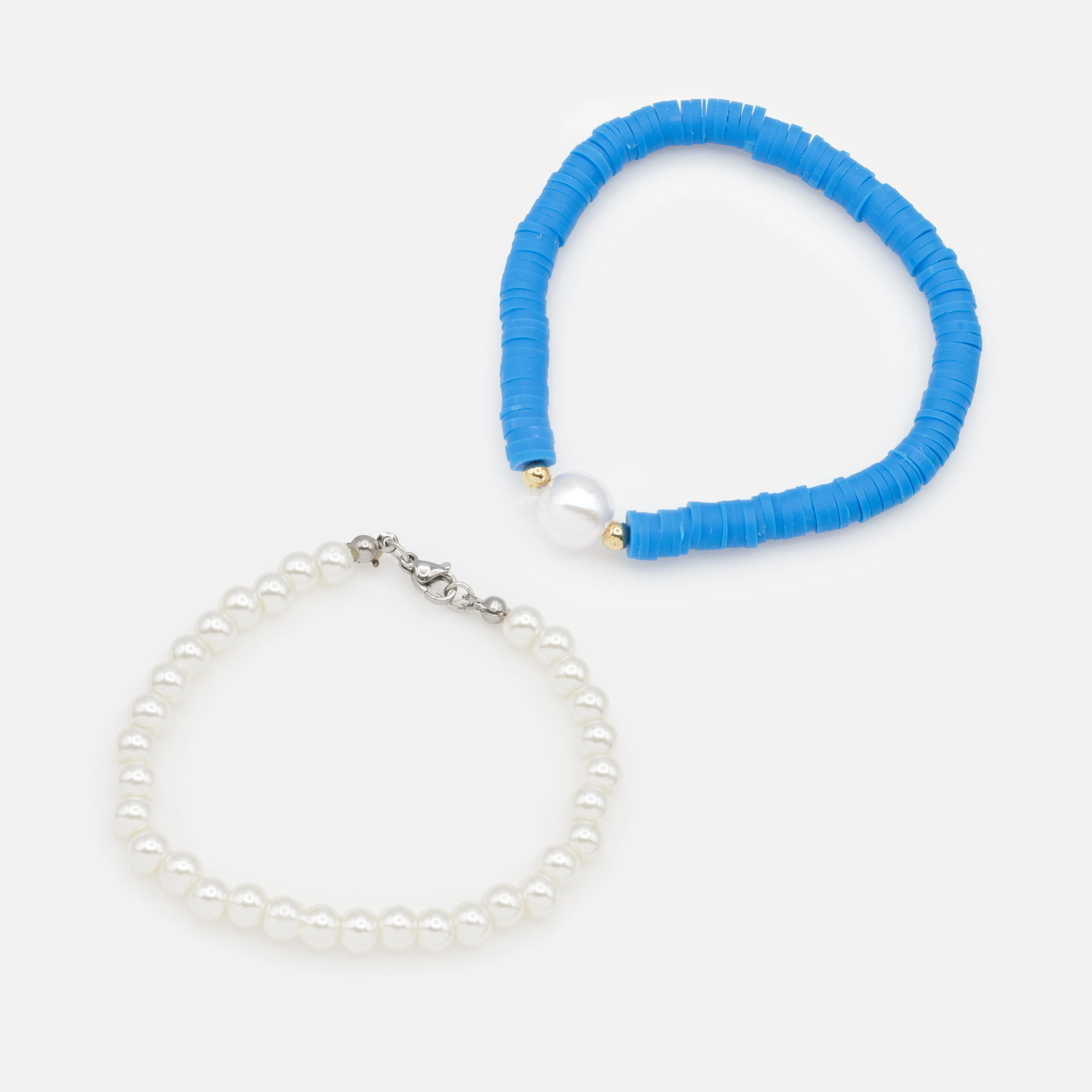 Duo de bracelets perles et billes bleues