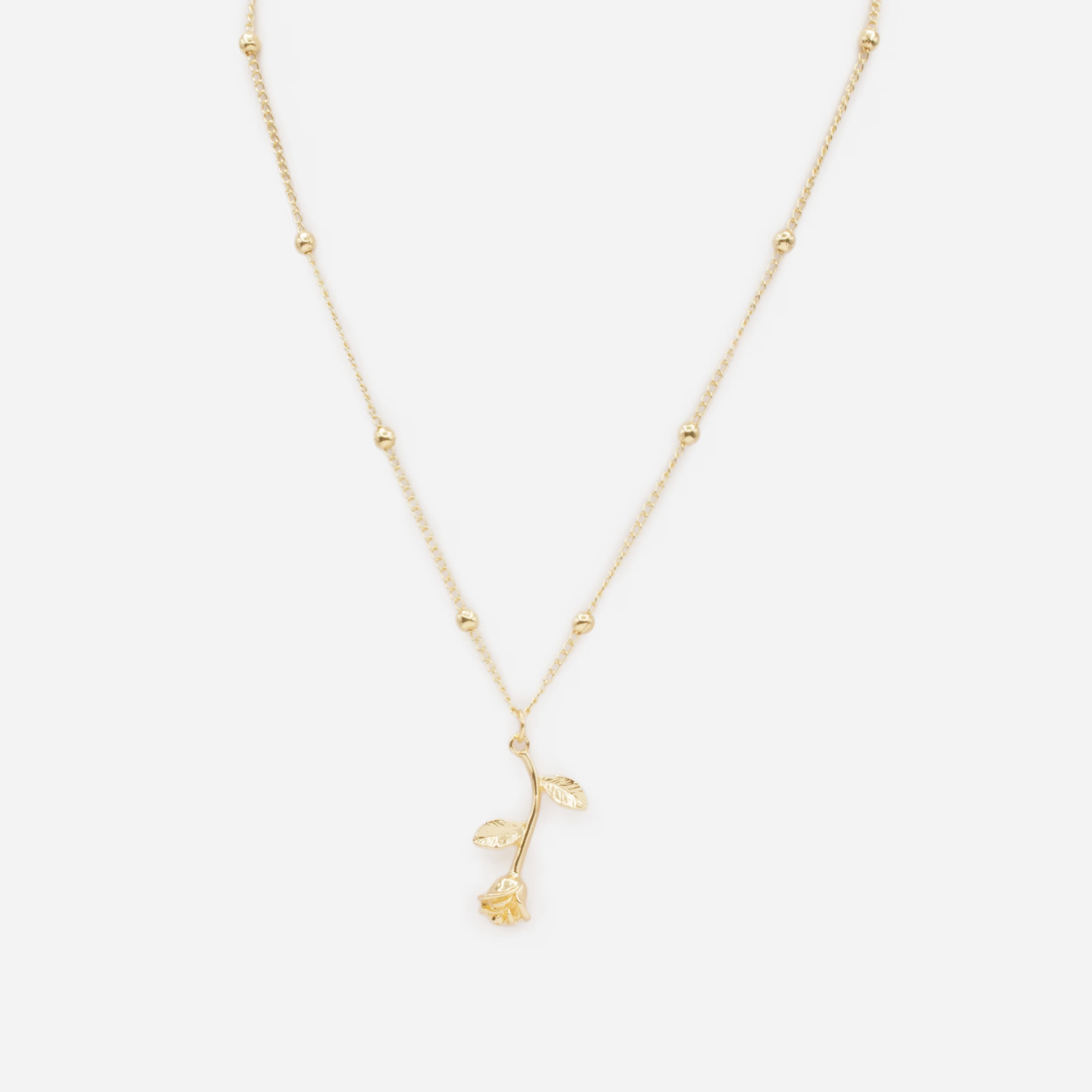 Collier doré rose séchée
