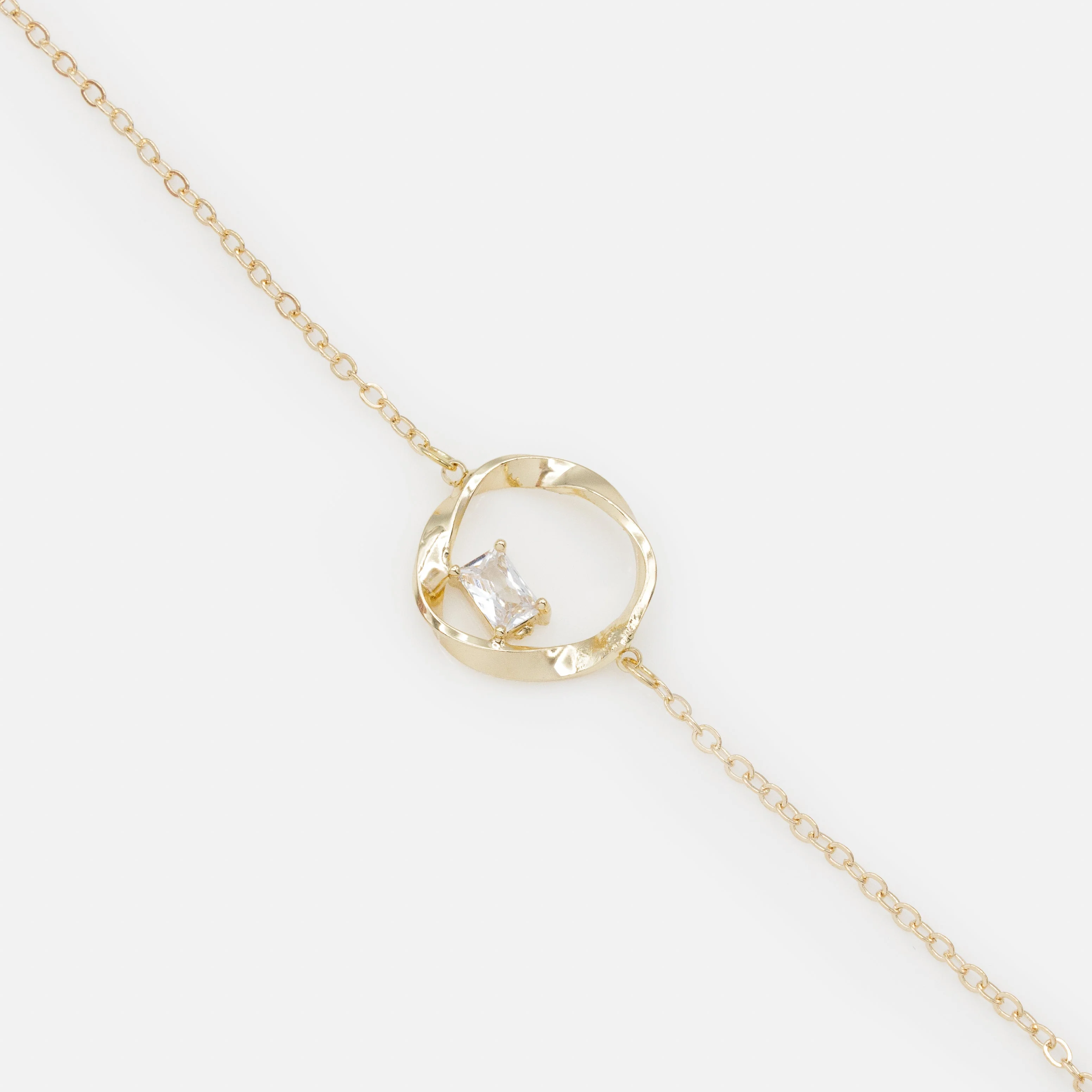 Bracelet doré cercle torsadé avec pierre translucide - Image 2