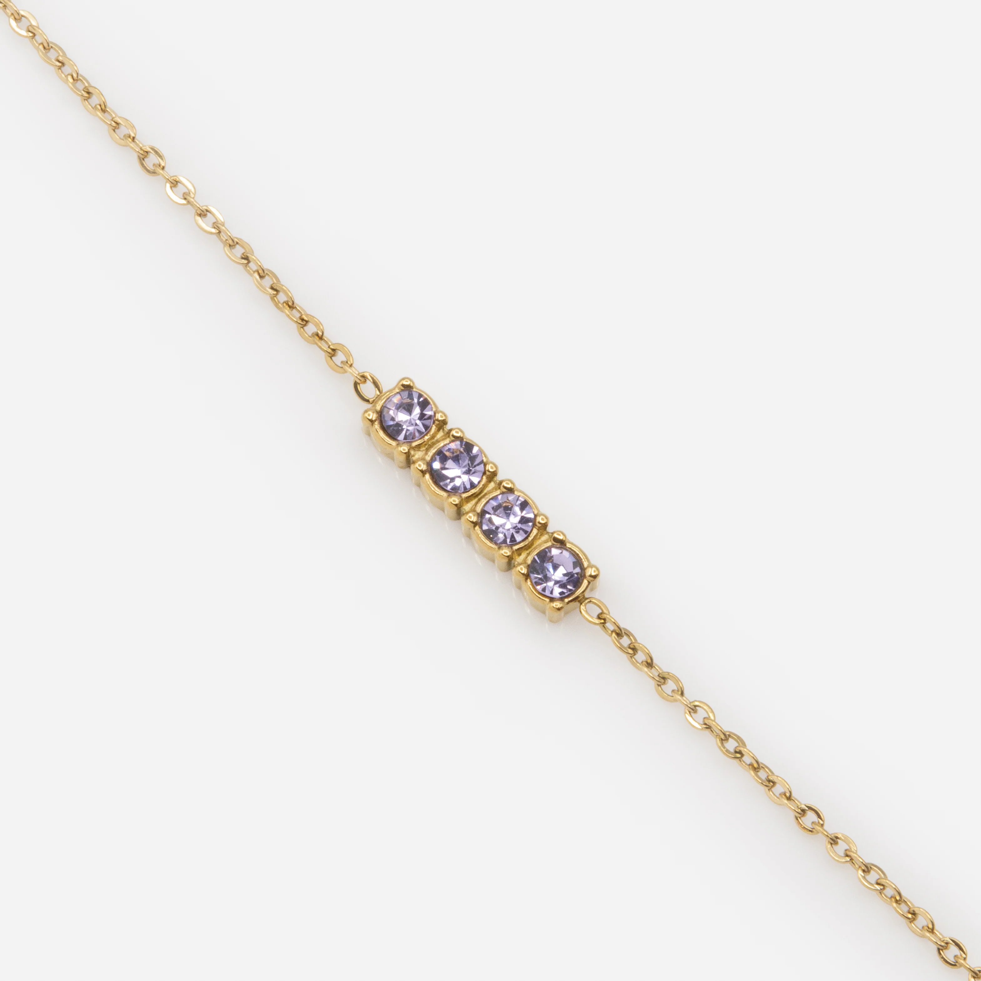 Bracelet doré avec zircons cubiques mauve pâle en acier inoxydable - Image 2