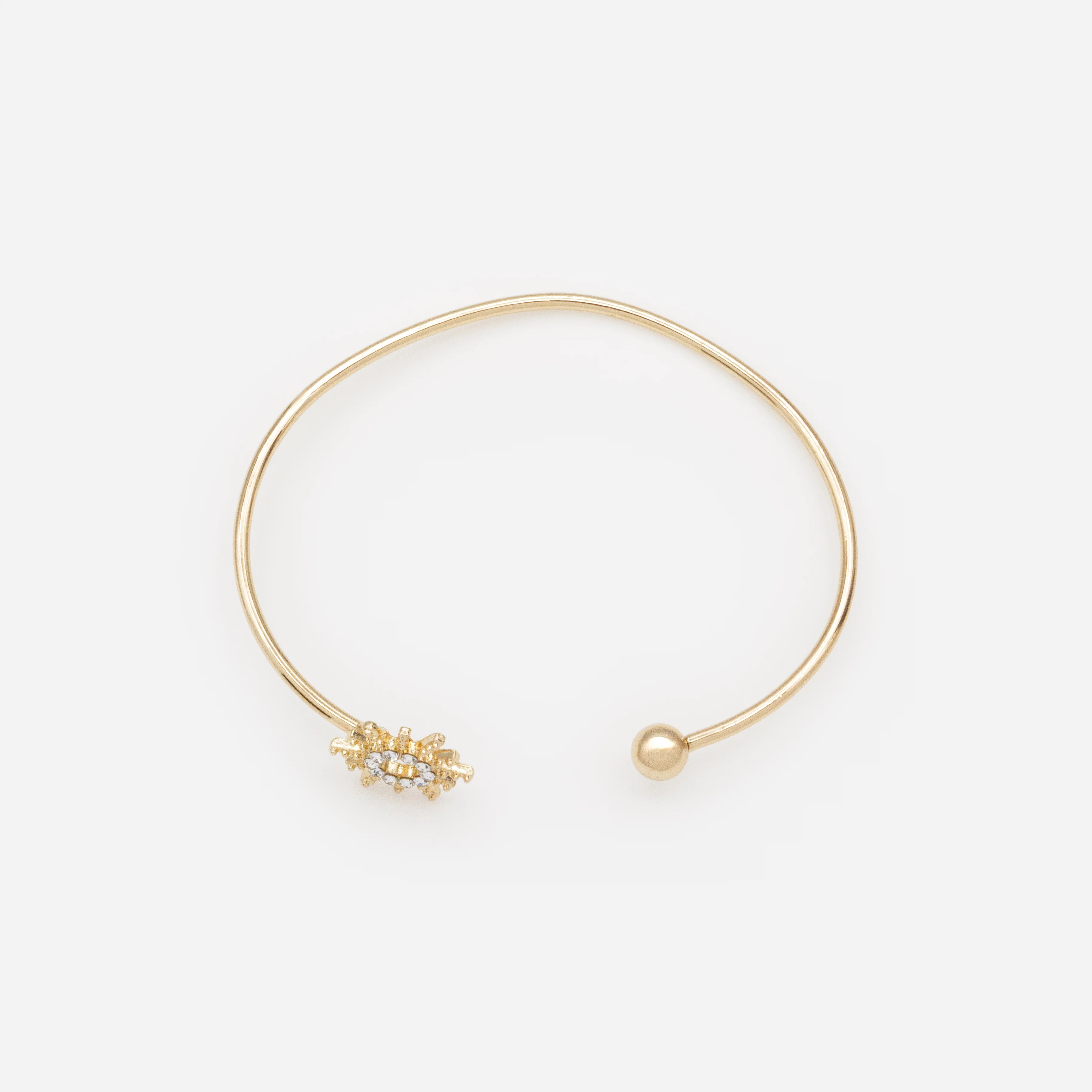 Bracelet rigide ajustable soleil doré avec zircons cubiques - Image 2