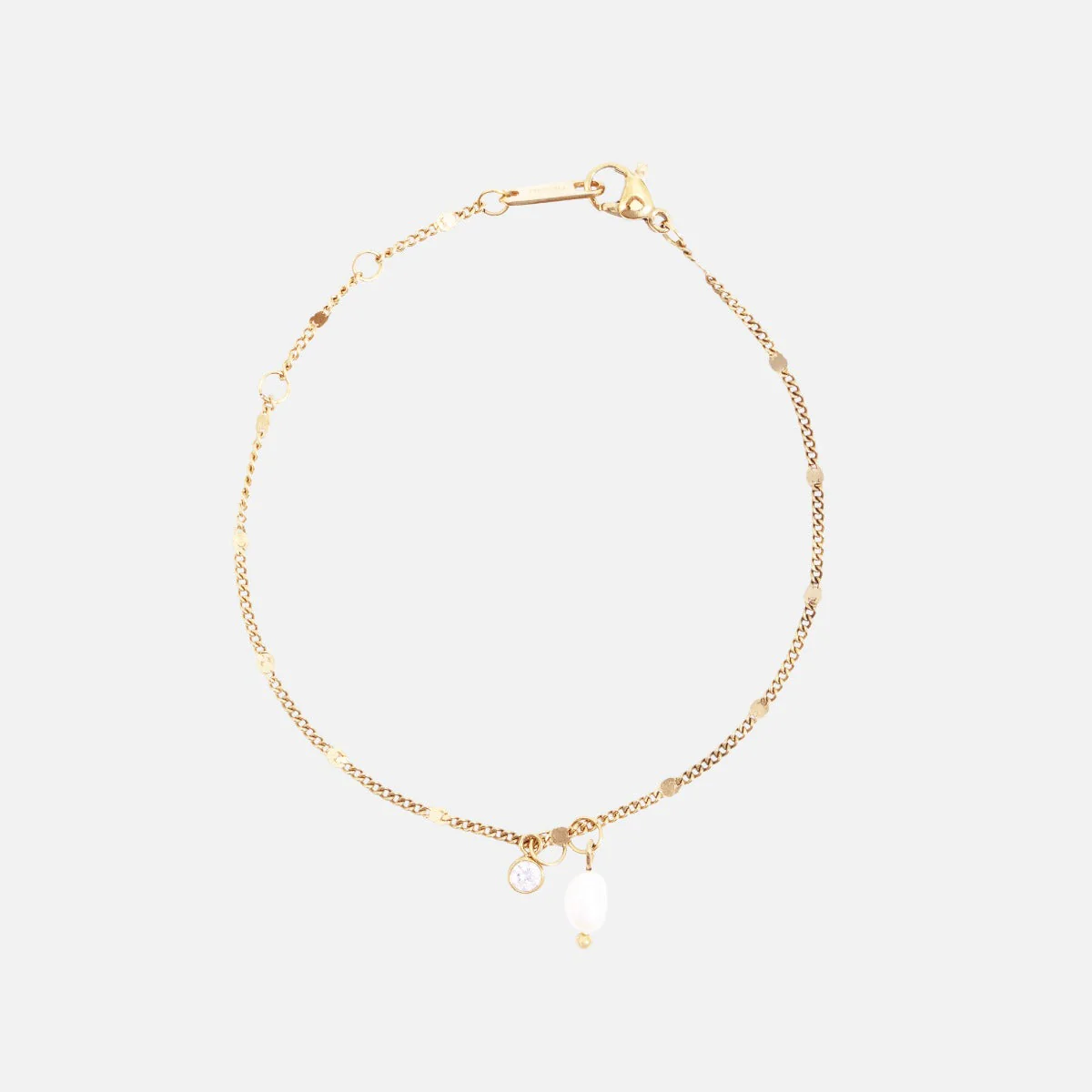 Bracelet doré pierre et perle en acier inoxydable