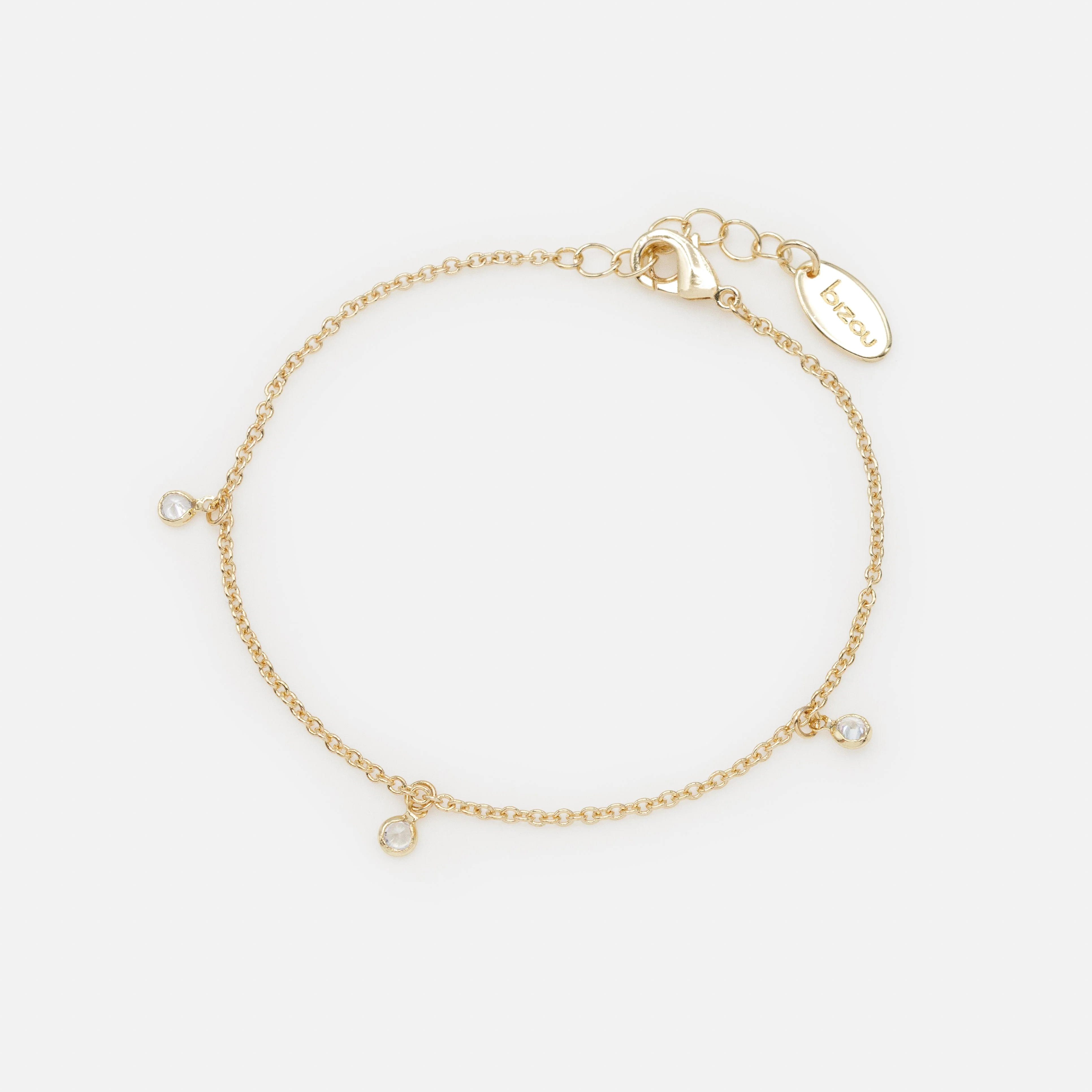 Bracelet doré petites breloques rondes avec zircons cubiques