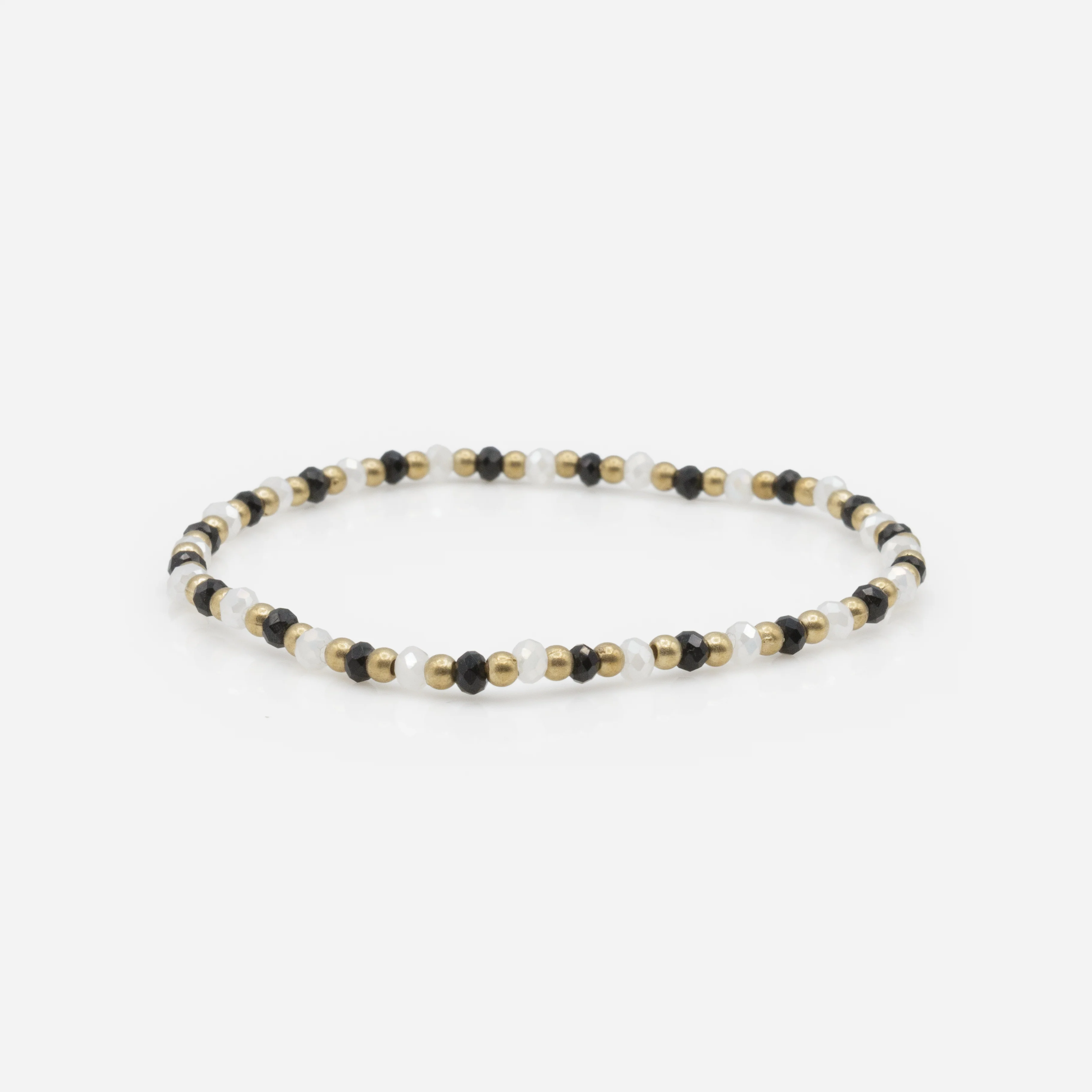 Bracelet élastique à petites billes trois couleurs